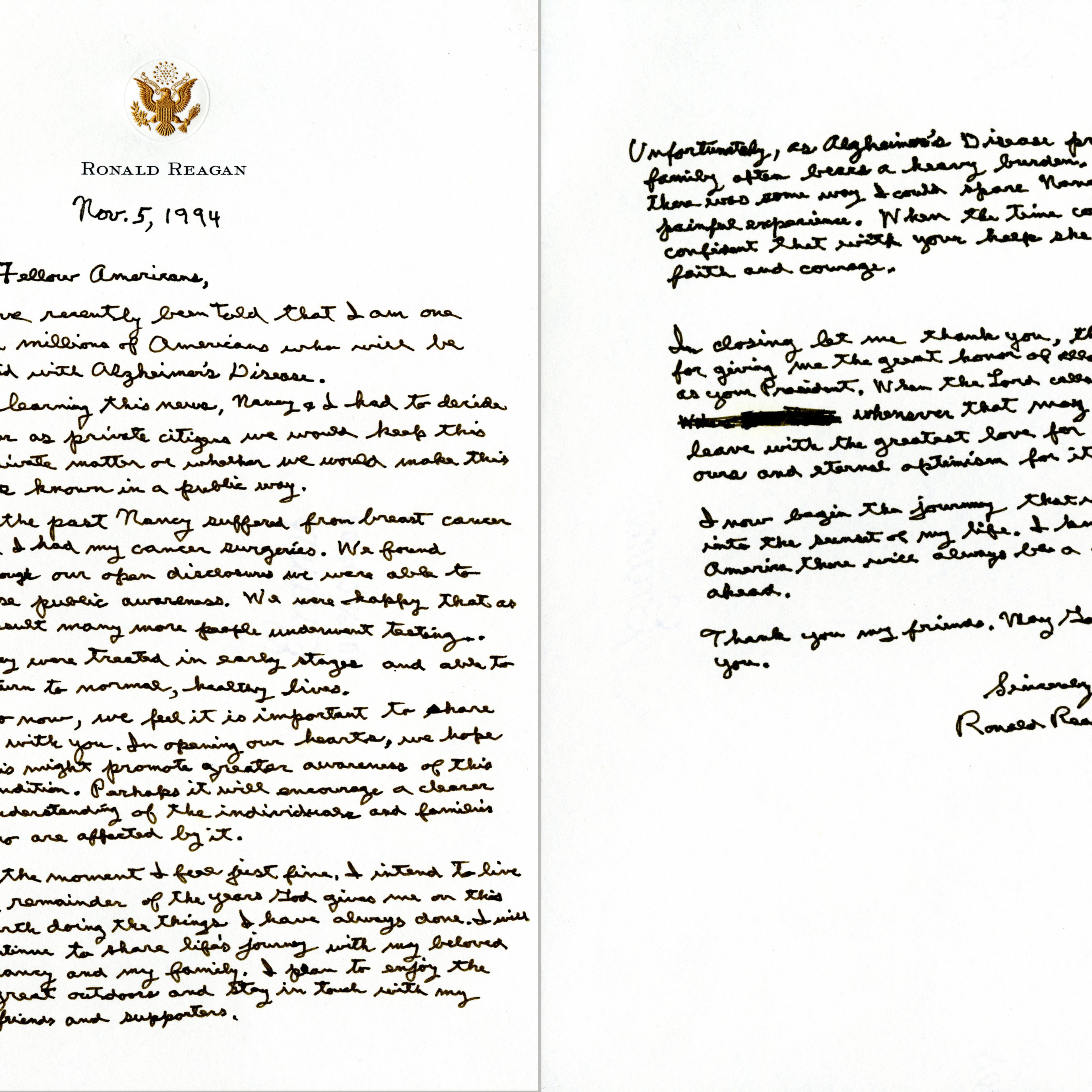 President Reagan's letter to the American people