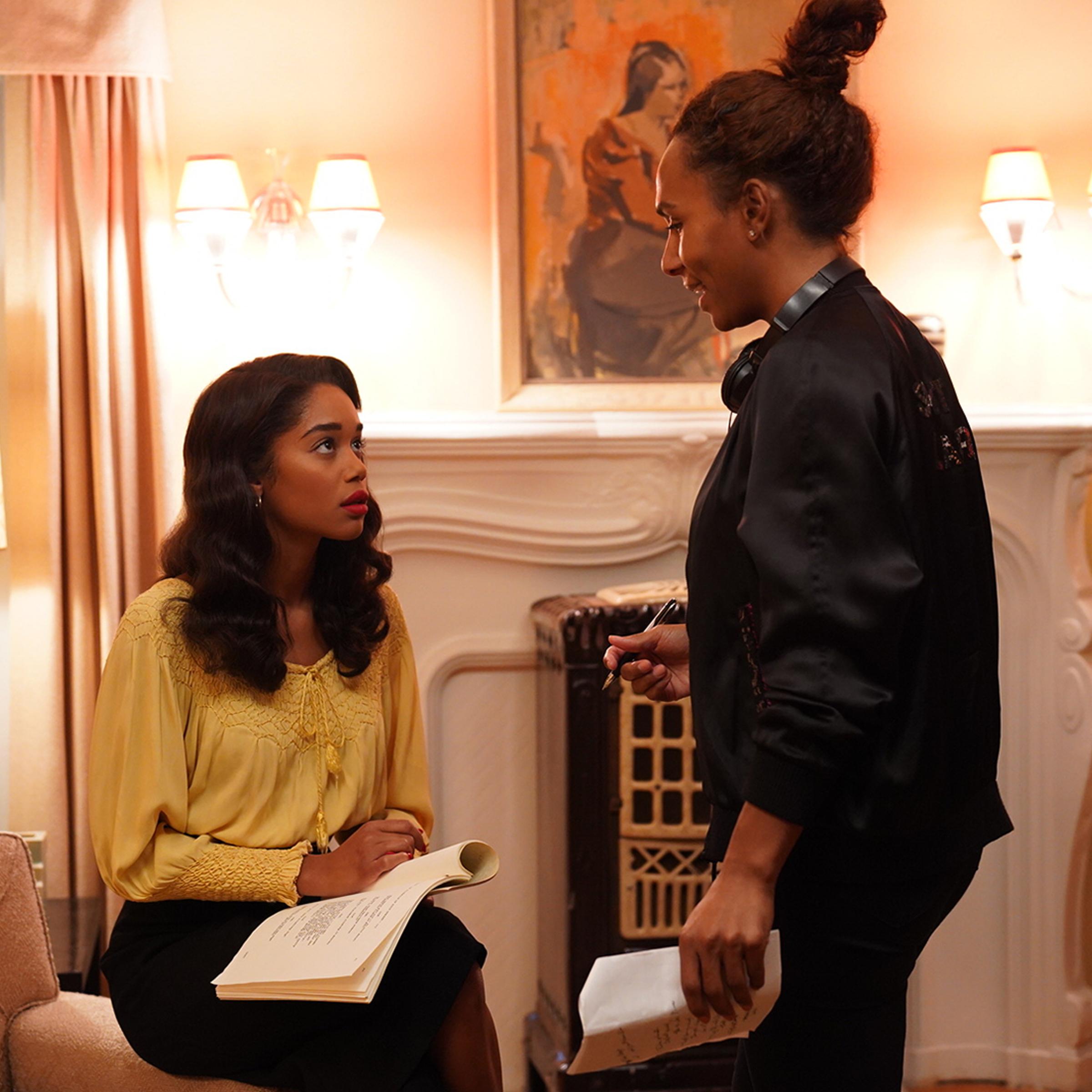 Janet Mock directs on the set of Netflix's limited series Hollywood