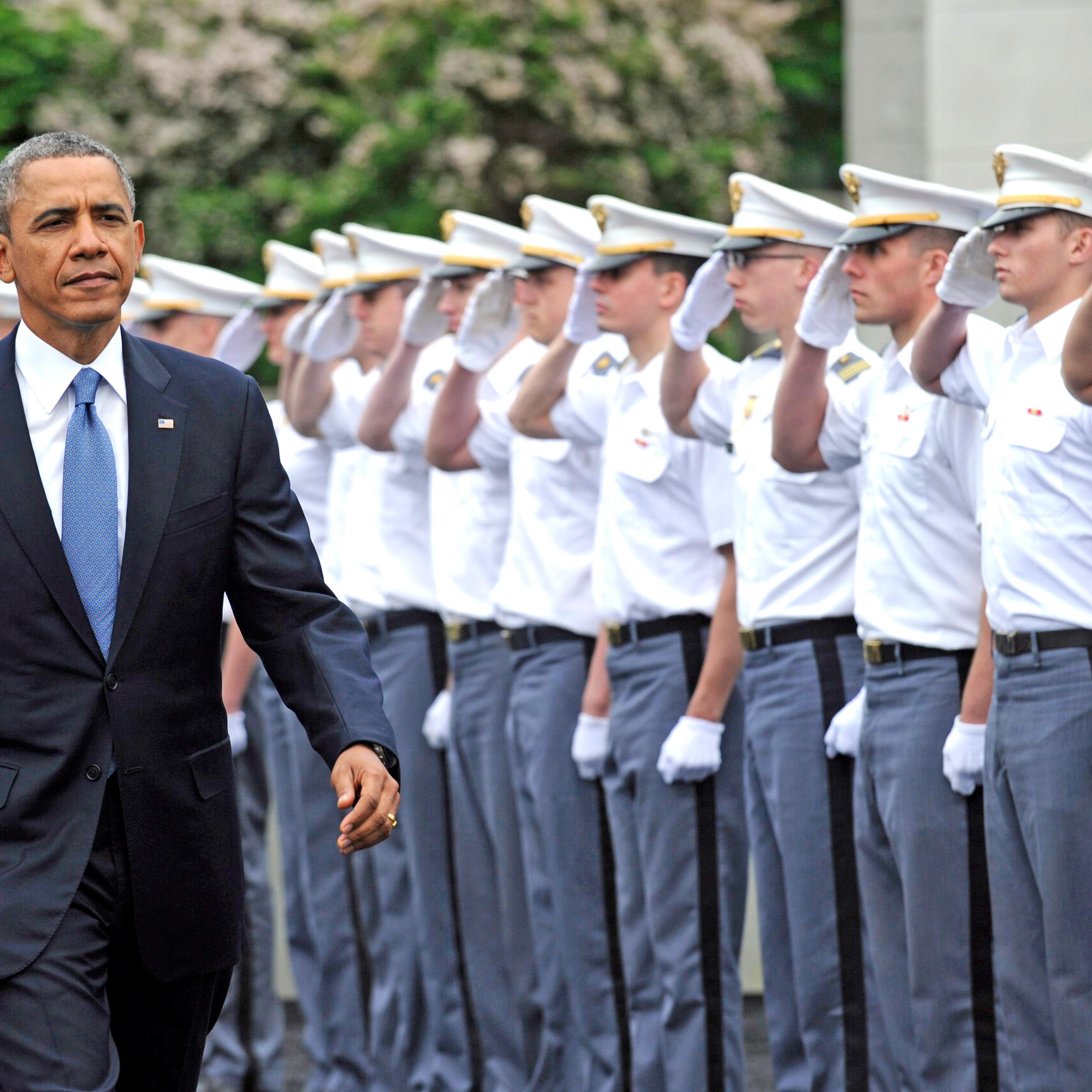 U.S. President Barack Obama arrives to deliver the commencement address to the U.S. Military Academy at West Point's Class of 2014 on May 28, 2014, in West Point, N.Y.