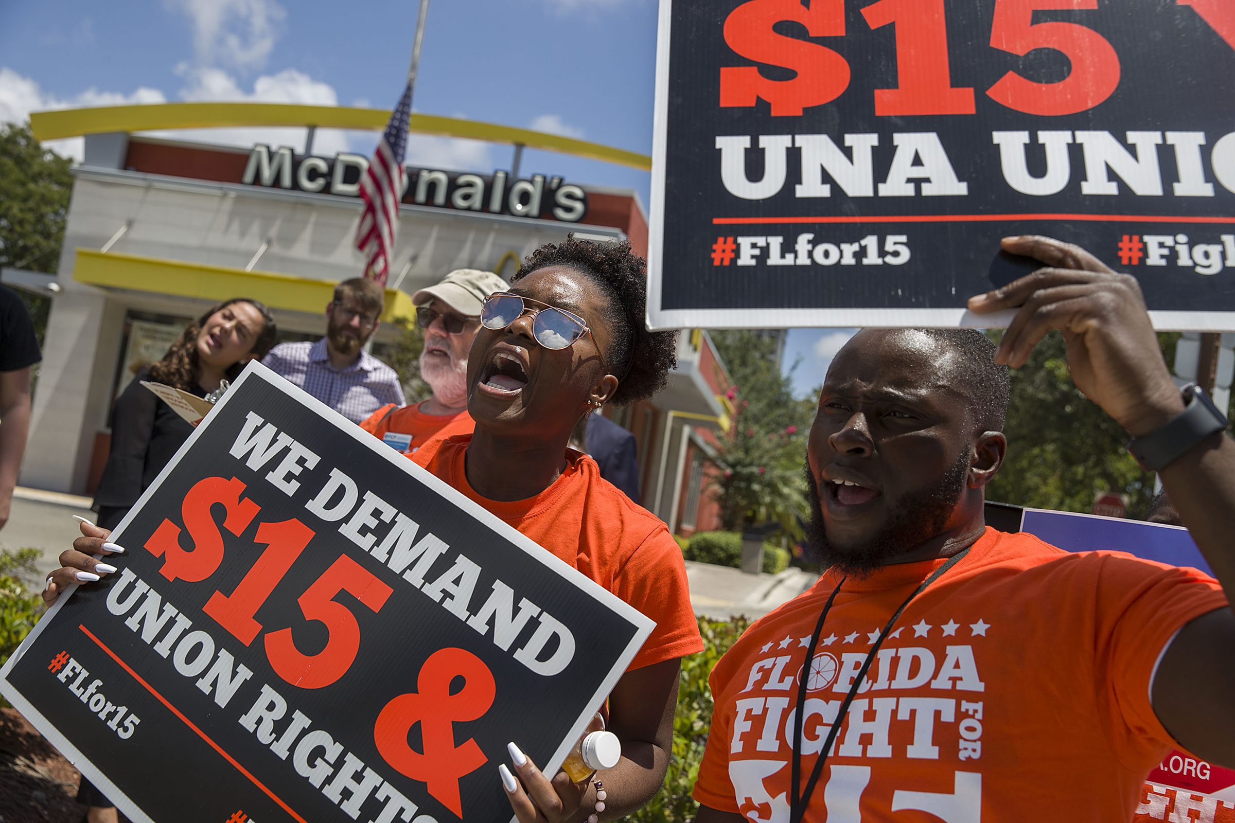 McDonald's Workers Strike For Higher Wages In Fort Lauderdale