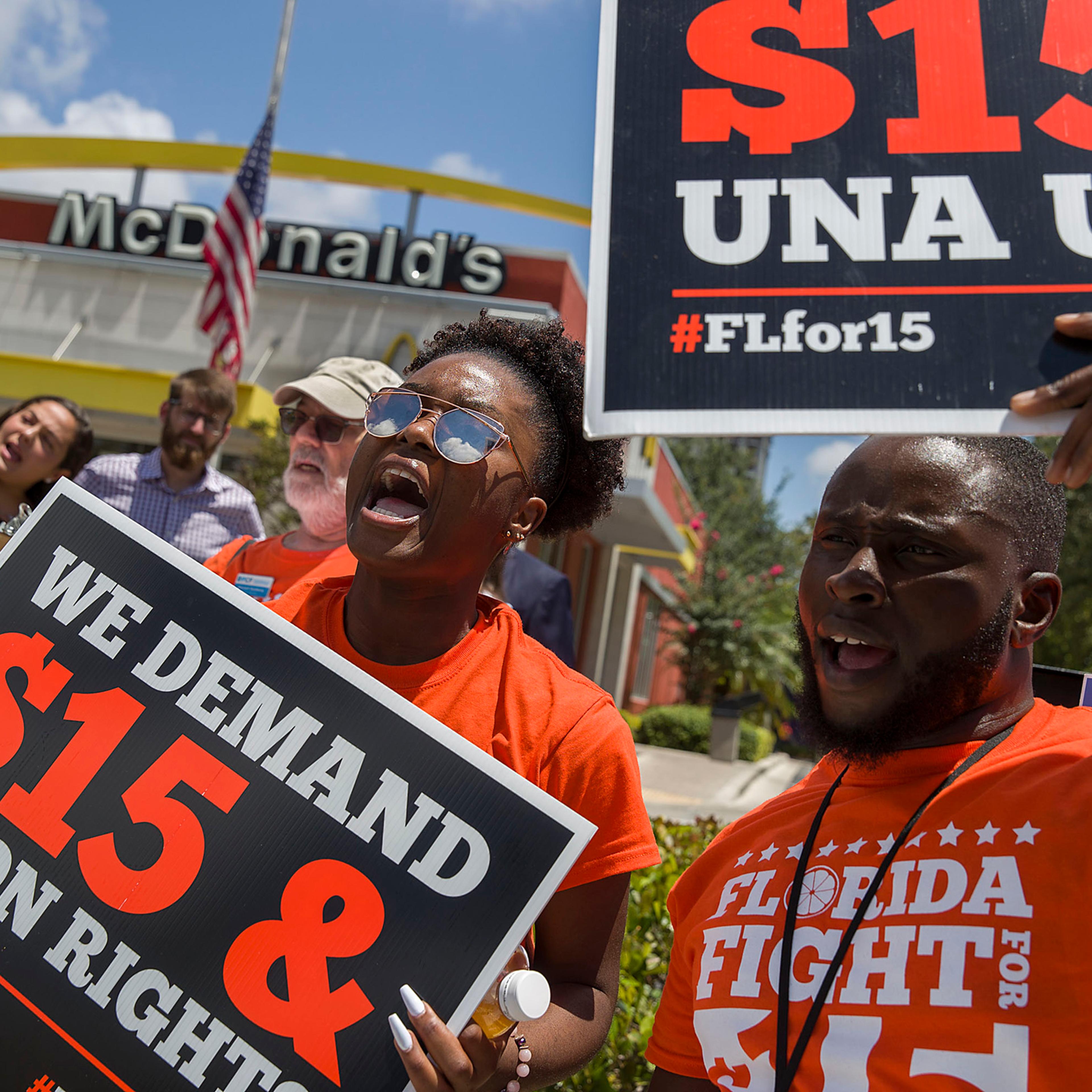 McDonald's Workers Strike For Higher Wages In Fort Lauderdale