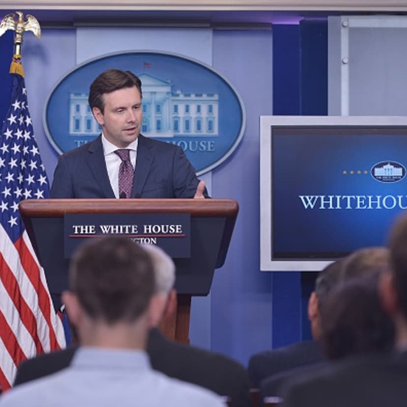 White House Press Secretary Josh Earnest answers questions on the massive cyber-attack on the personal data of government employees June 5, 2015 during the daily briefing in the Brady Briefing Room of the White House in Washington, DC.