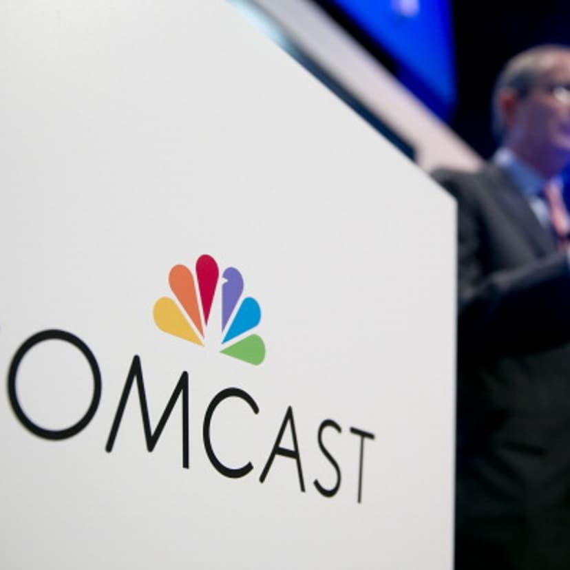The Comcast Corp. logo at a news conference in Washington on June 11, 2013.