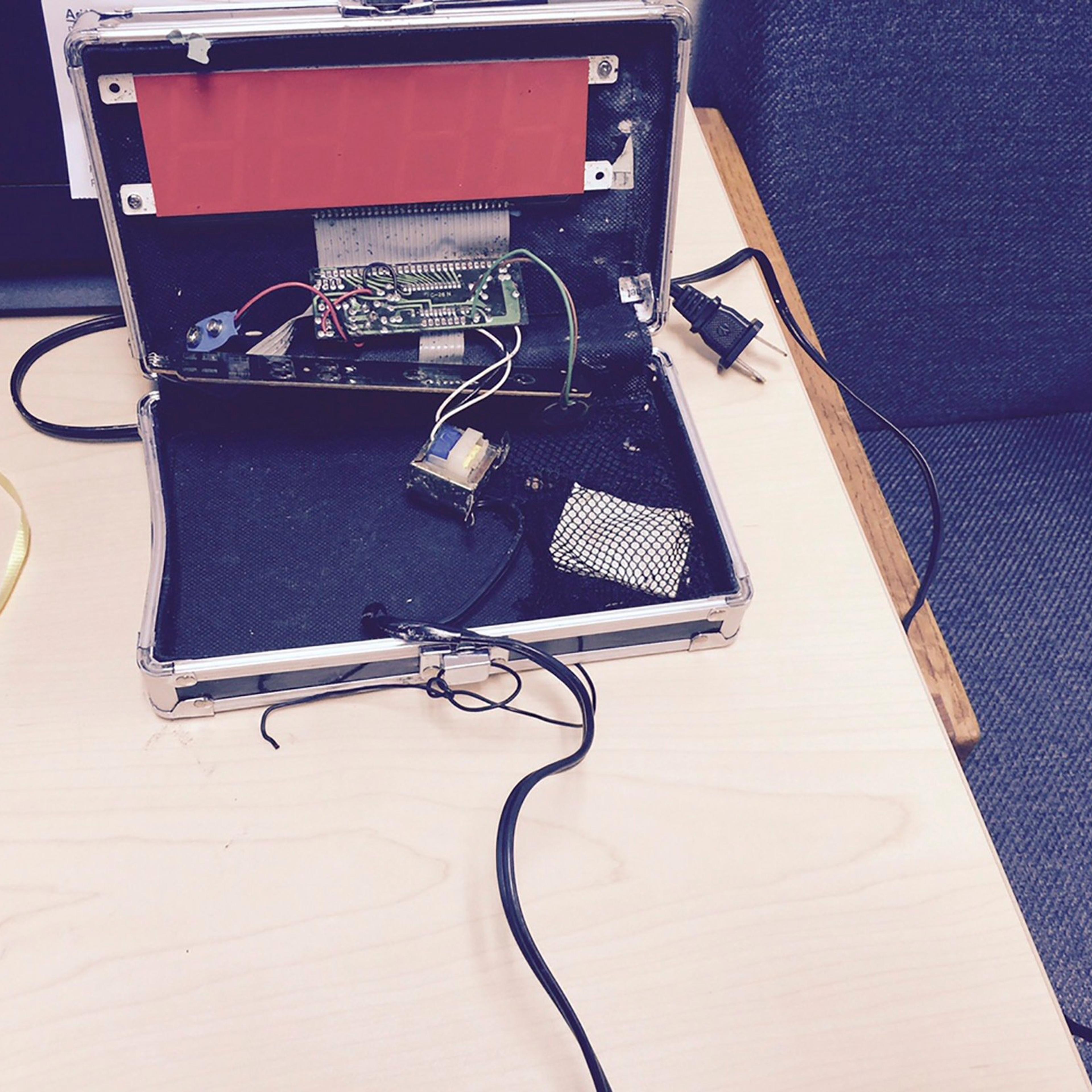 A homemade clock made by Ahmed Mohamed is seen in an undated picture released by the Irving Texas Police Department