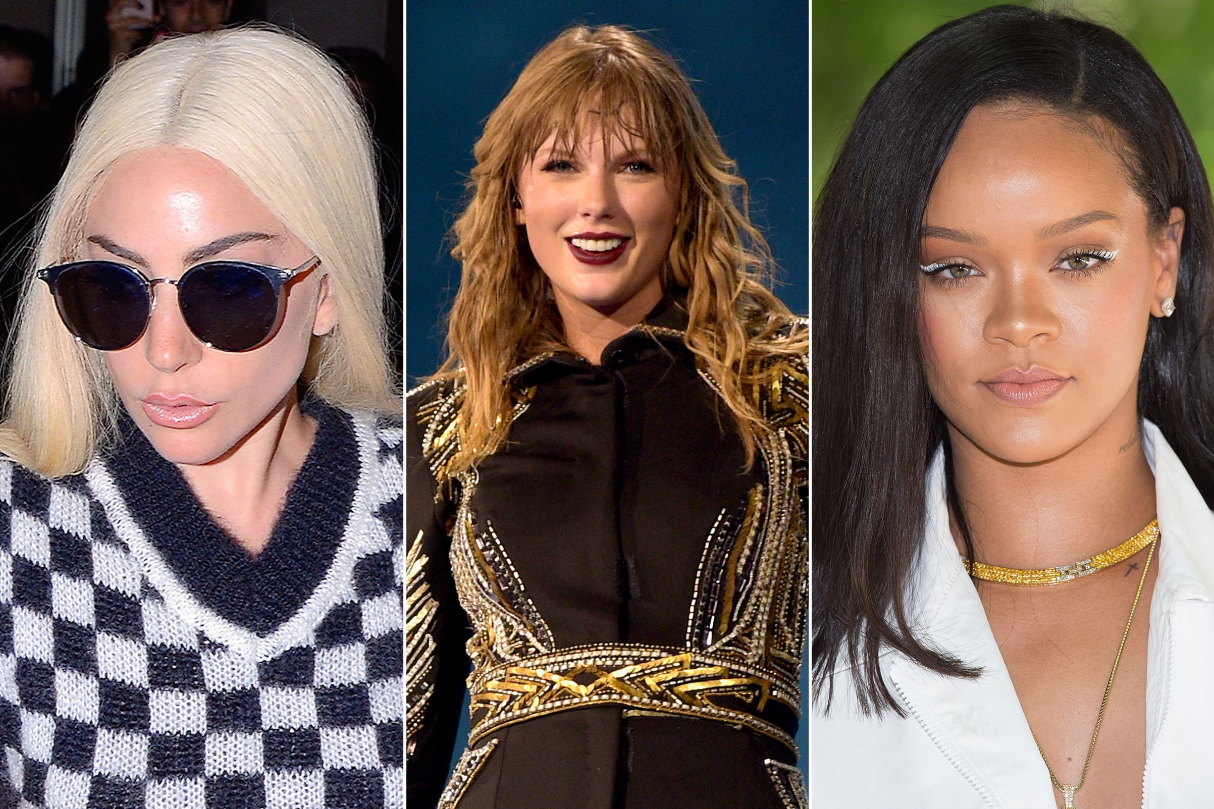 Lady Gaga, Taylor Swift, and Rihanna