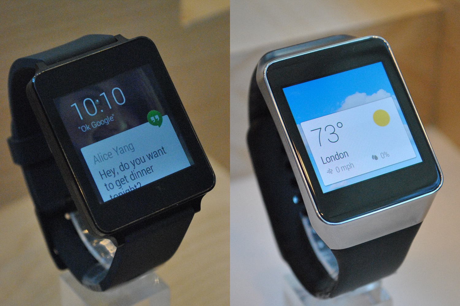 LG's G Watch (left) and Samsung's Gear Live (right)