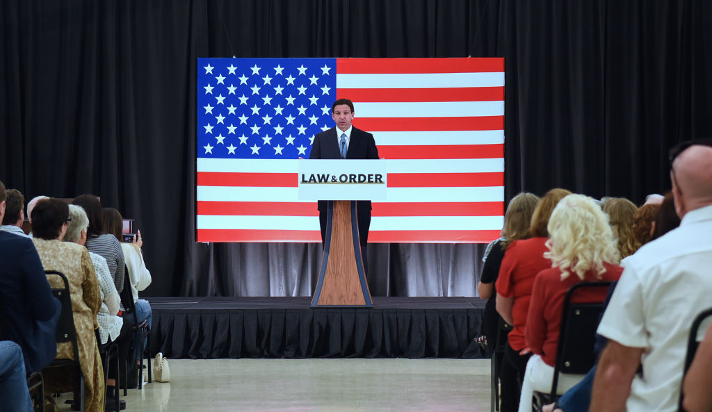 Florida Governor Ron DeSantis speaks at a press conference