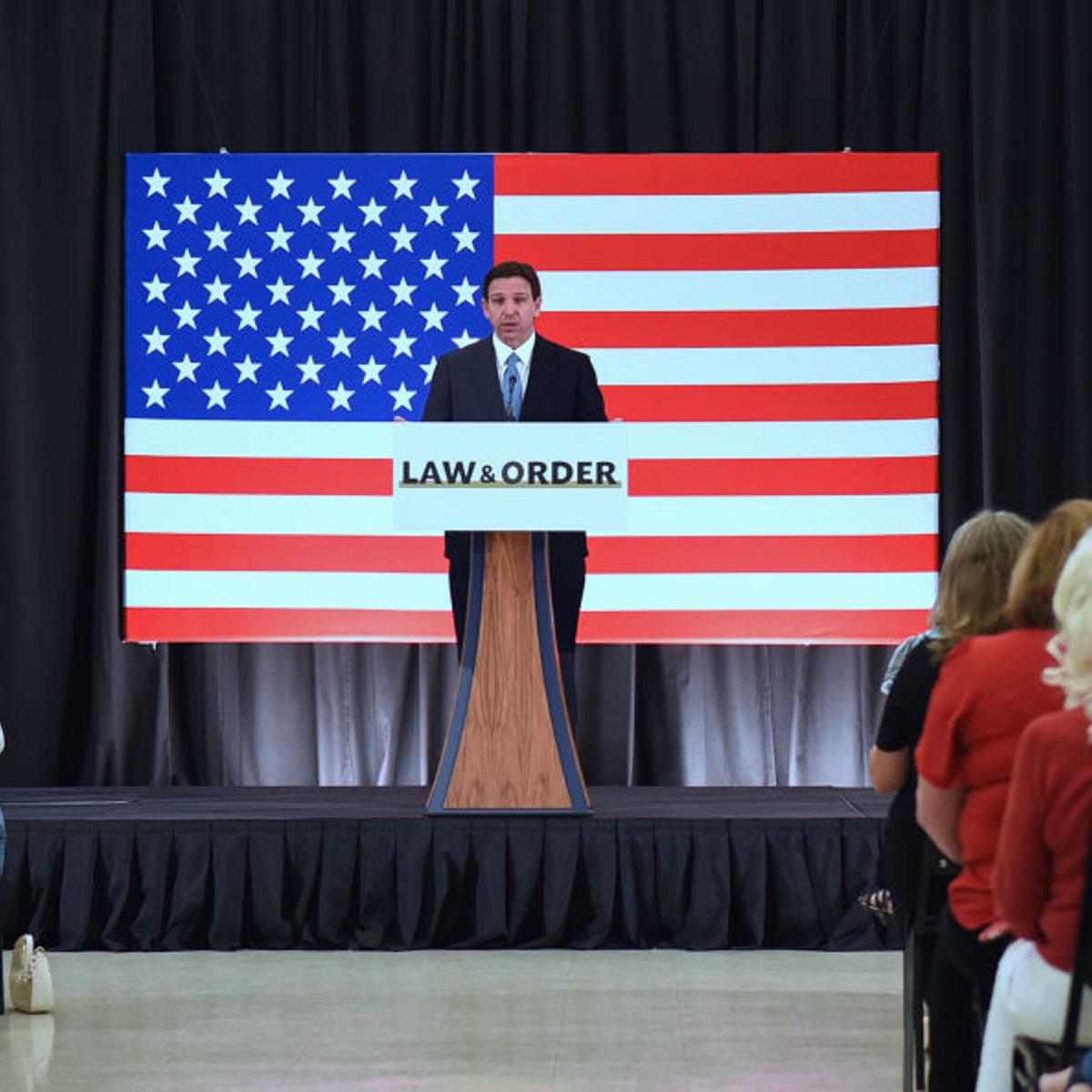 Florida Governor Ron DeSantis speaks at a press conference