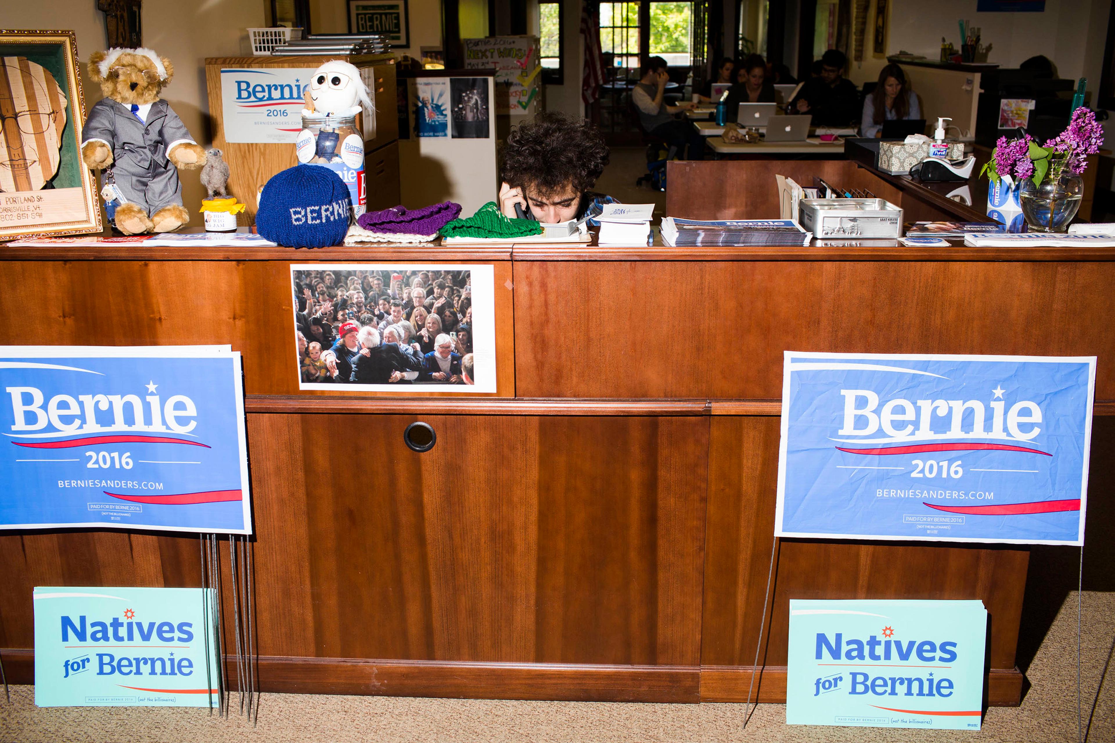 BURLINGTON, VT - MAY 23: Scenes from Inside the campaign headquarters of Bernie Sanders on May 23, 2016, in Burlington, VT. (Photo by Landon Nordeman)
