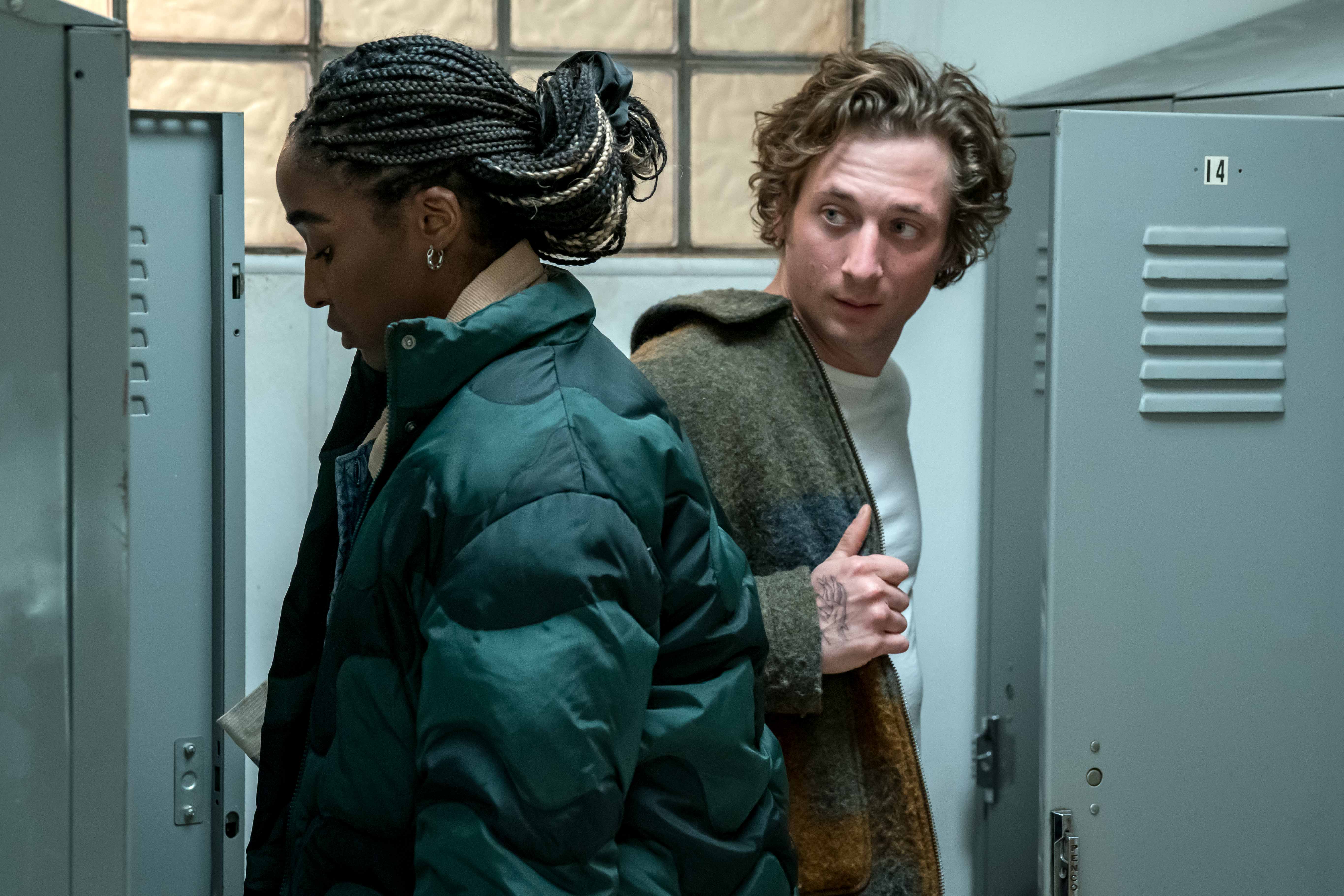 “THE BEAR” — “Beef” — Season 2, Episode 1 (Airs Thursday, June 22nd) Pictured: (l-r) Jeremy Allen White as Carmen “Carmy” Berzatto, Ayo Edebiri as Sydney Adamu. CR: Chuck Hodes/FX.