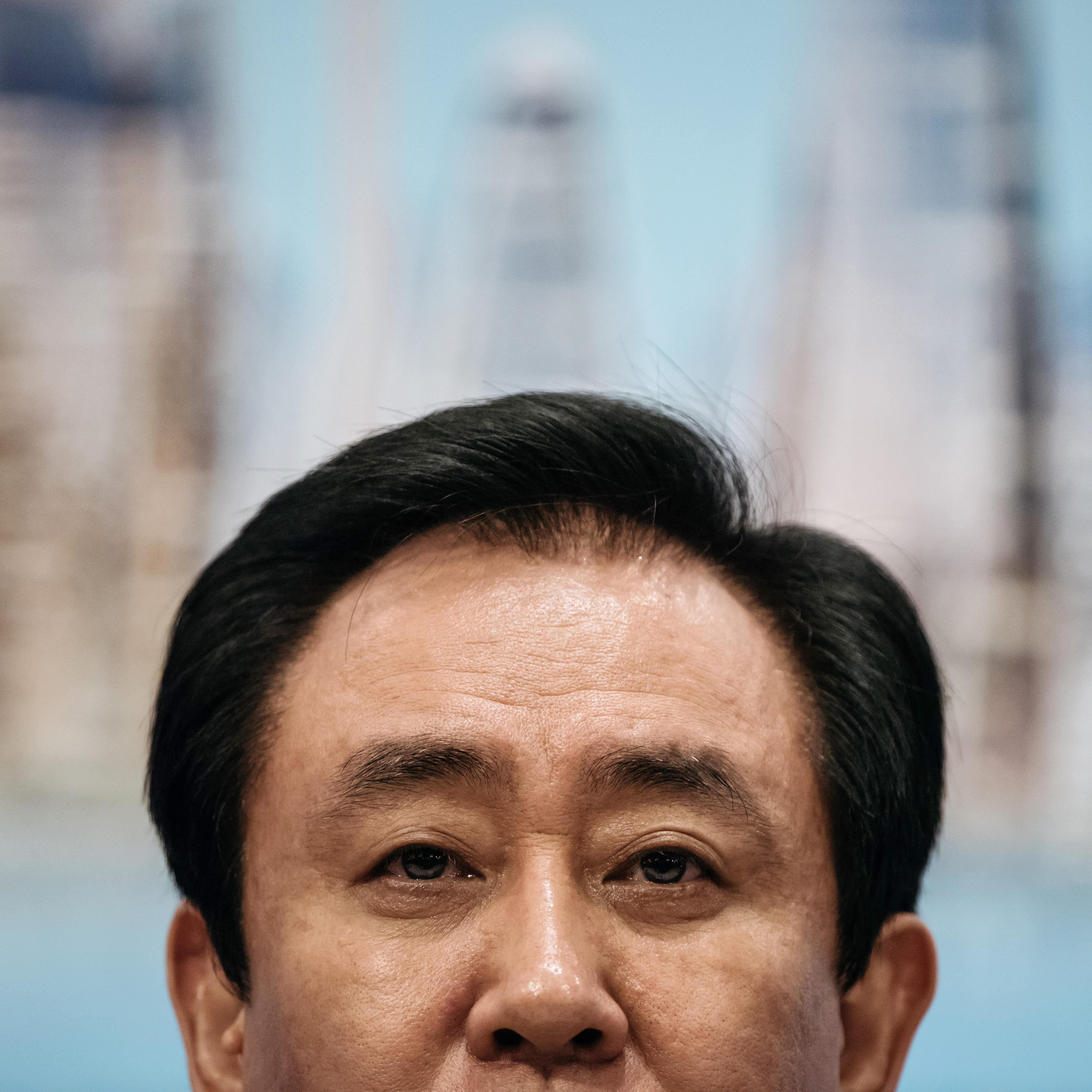 China Evergrande Group Chairman And Billionaire Hui Ka Yan Attends Earnings News Conference