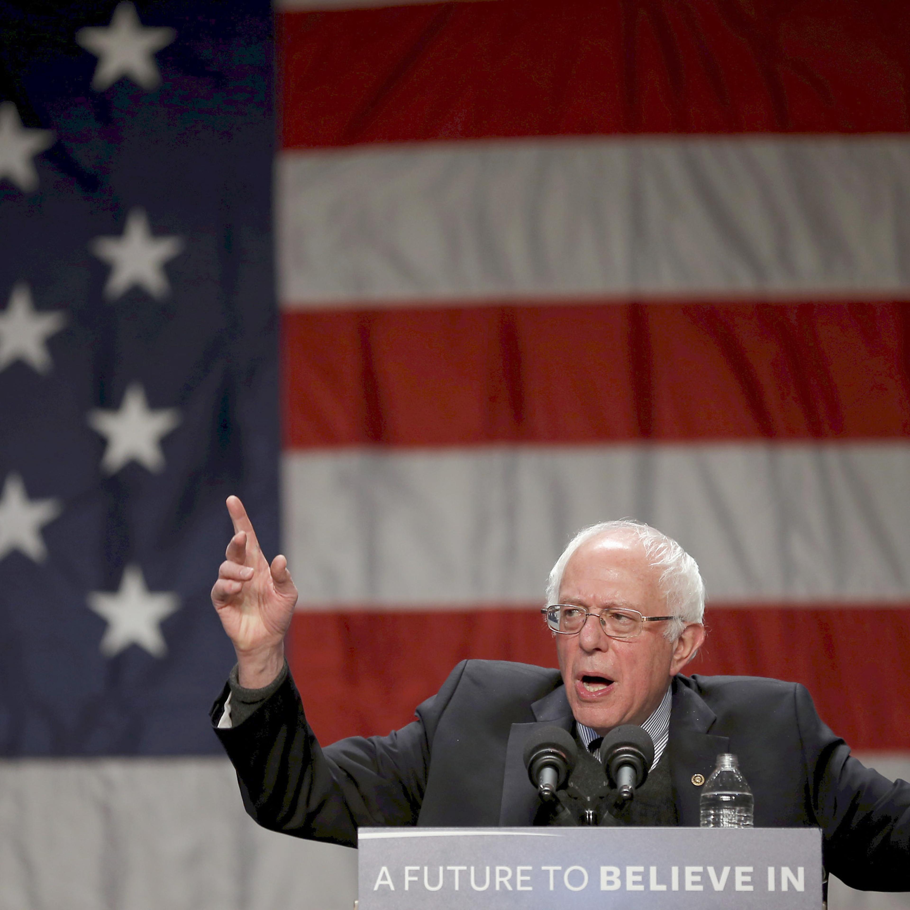 U.S. Democratic presidential candidate Bernie Sanders speaks at a campaign event in Sioux City