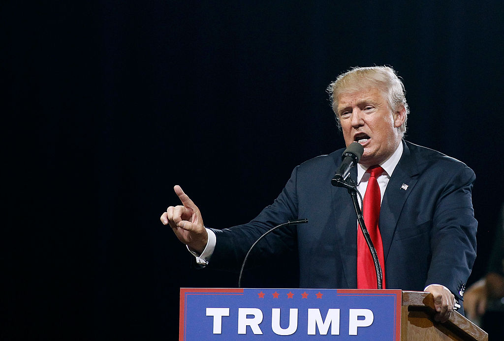 Republican presidential candidate Donald Trump speaks to a crowd of supporters during a campaign rally on June 18, 2016 in Phoenix, Arizona.