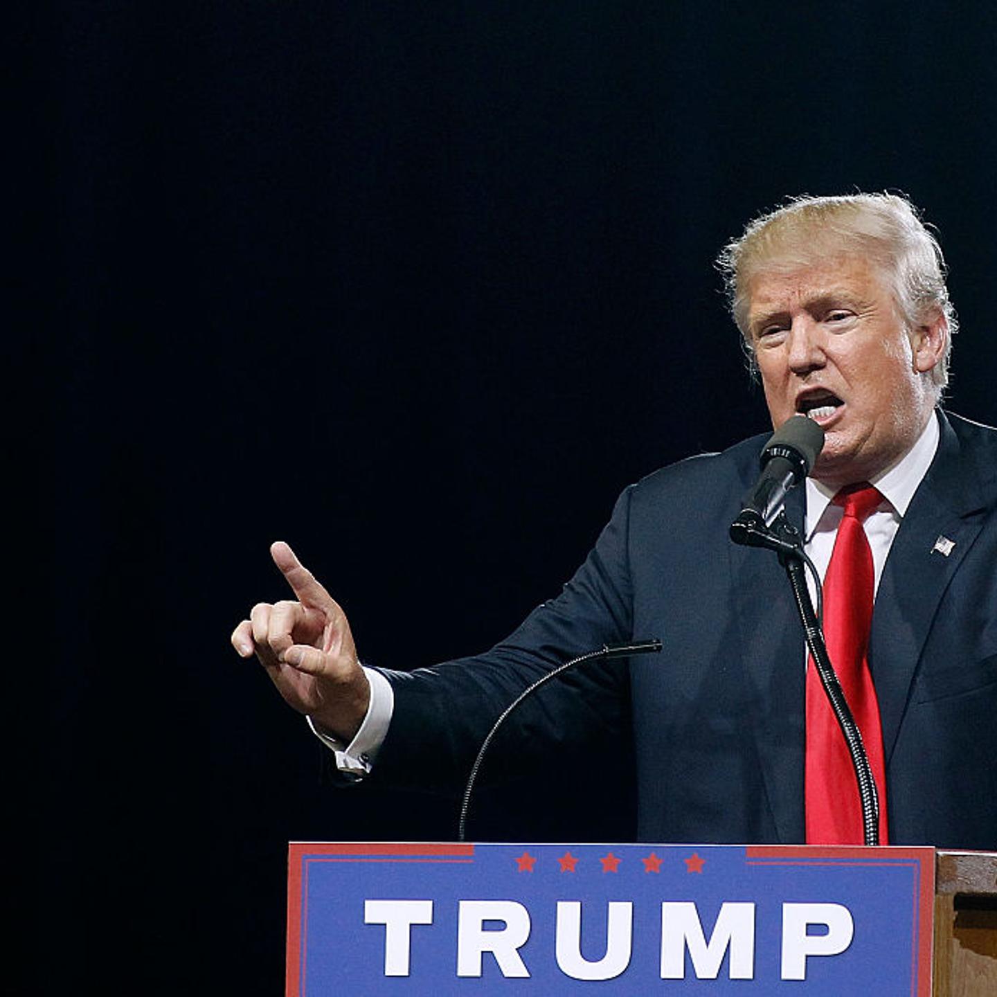 Republican presidential candidate Donald Trump speaks to a crowd of supporters during a campaign rally on June 18, 2016 in Phoenix, Arizona.