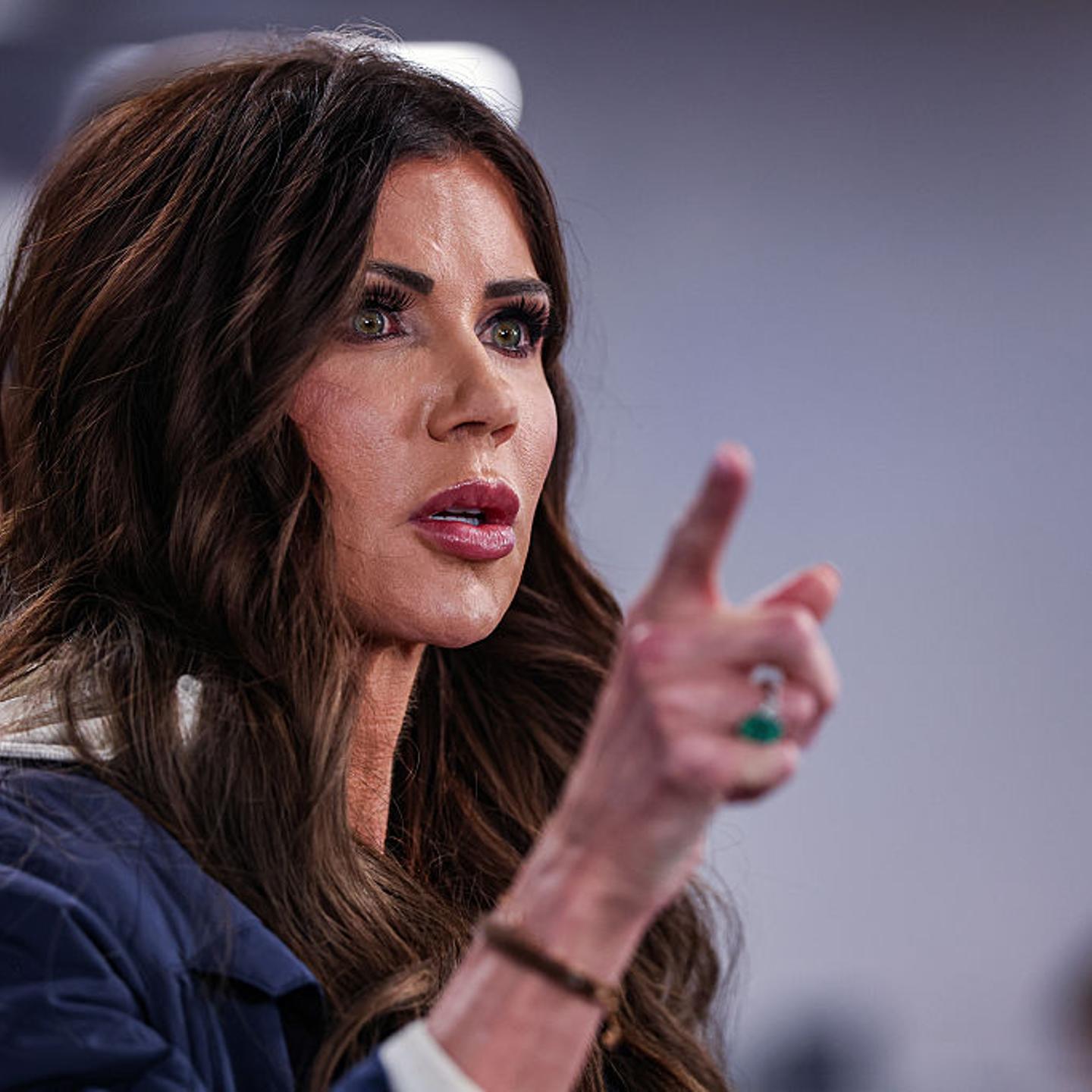 Secretary of Homeland Security Kristi Noem speaks at a news conference at the Federal Emergency Management Agency (FEMA) headquarters in Washington, D.C., on Jan. 24, 2026.