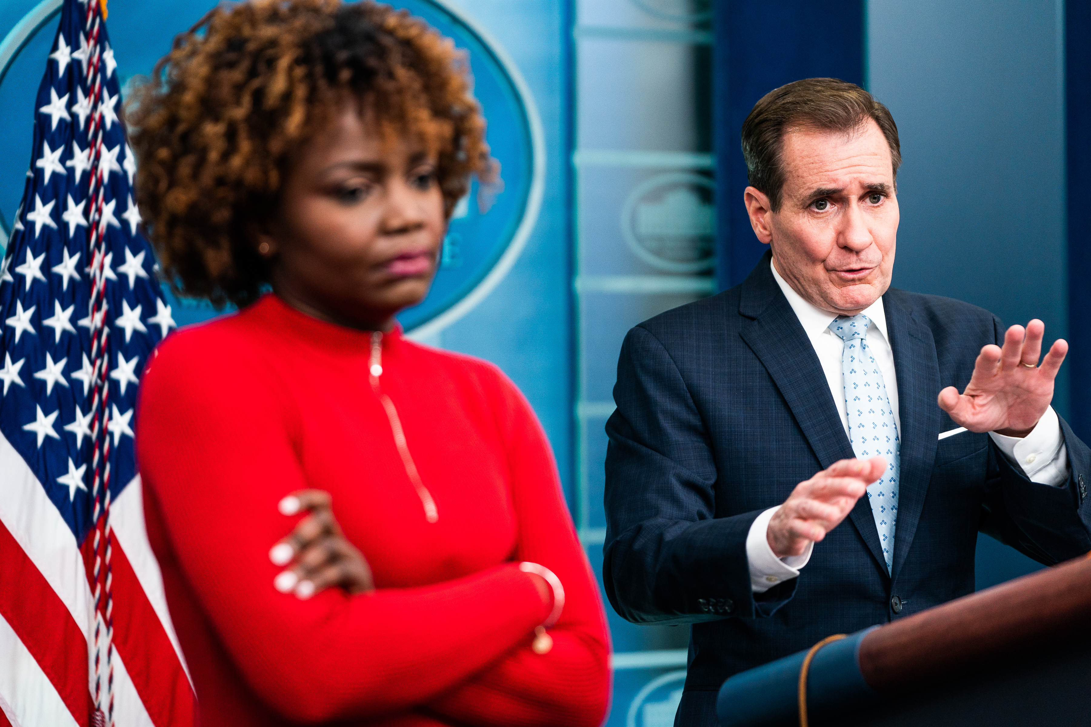 White House Press Secretary Karine Jean-PierreNational Security Council Coordinator for Strategic Communications John Kirby