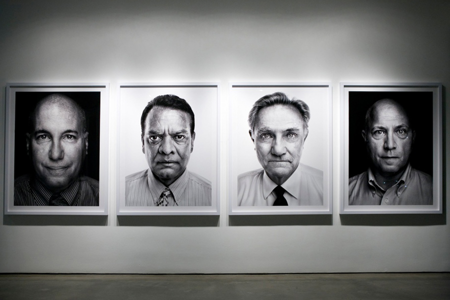 The four survivors of stairway A (from left) Richard Fern, Stanley Praimnath, Brian Clark and Ron DiFrancesco at TIME's <i>Beyond 9/11: Portraits of Resilience</i> exhibition at Milk Gallery in New York City.  