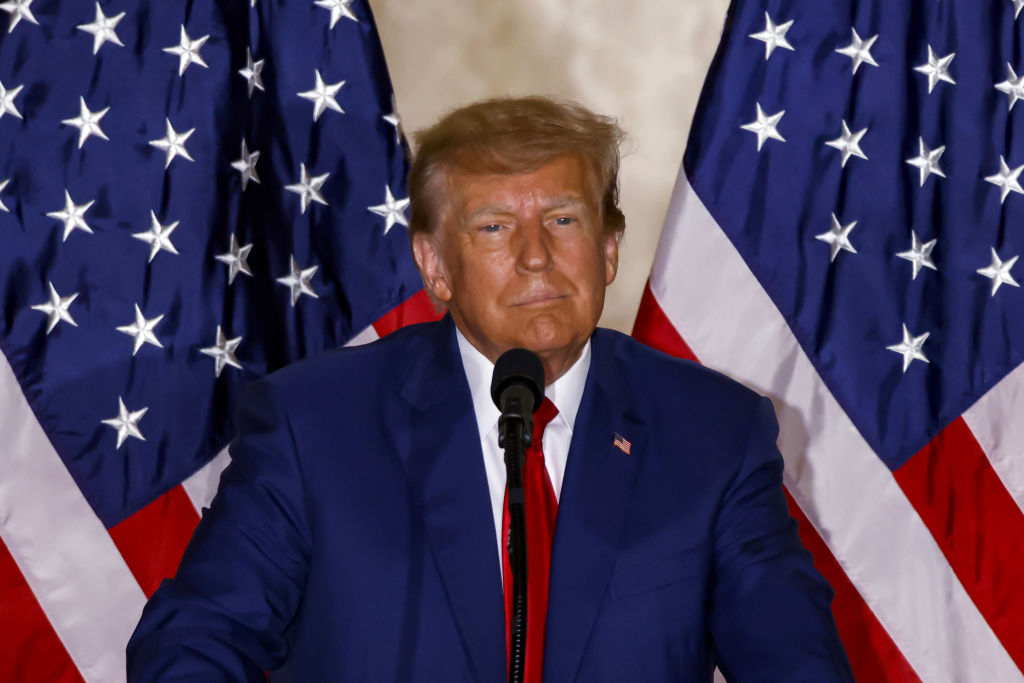 Former US President Donald Trump Delivers Remarks At Mar-a-Lago