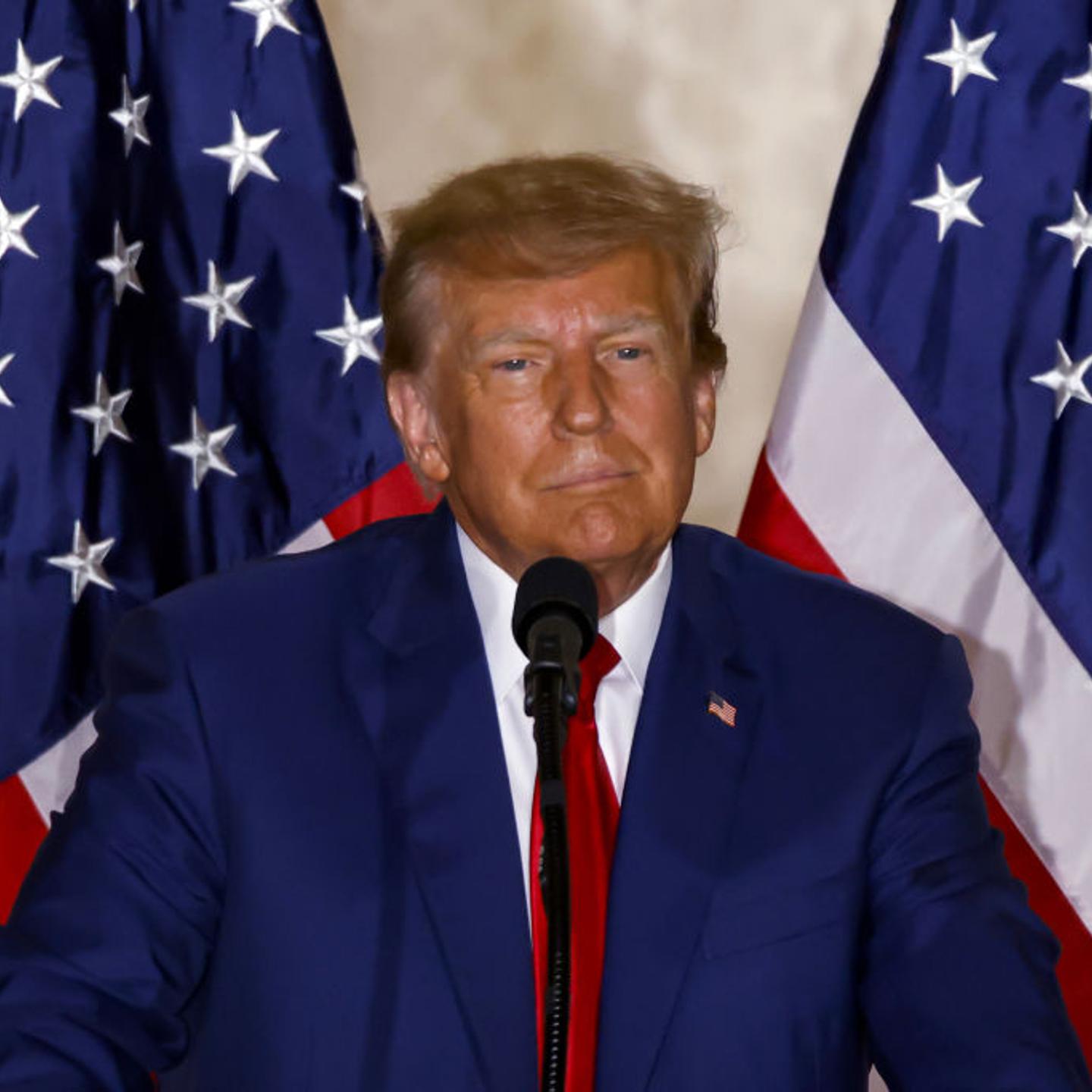 Former US President Donald Trump Delivers Remarks At Mar-a-Lago