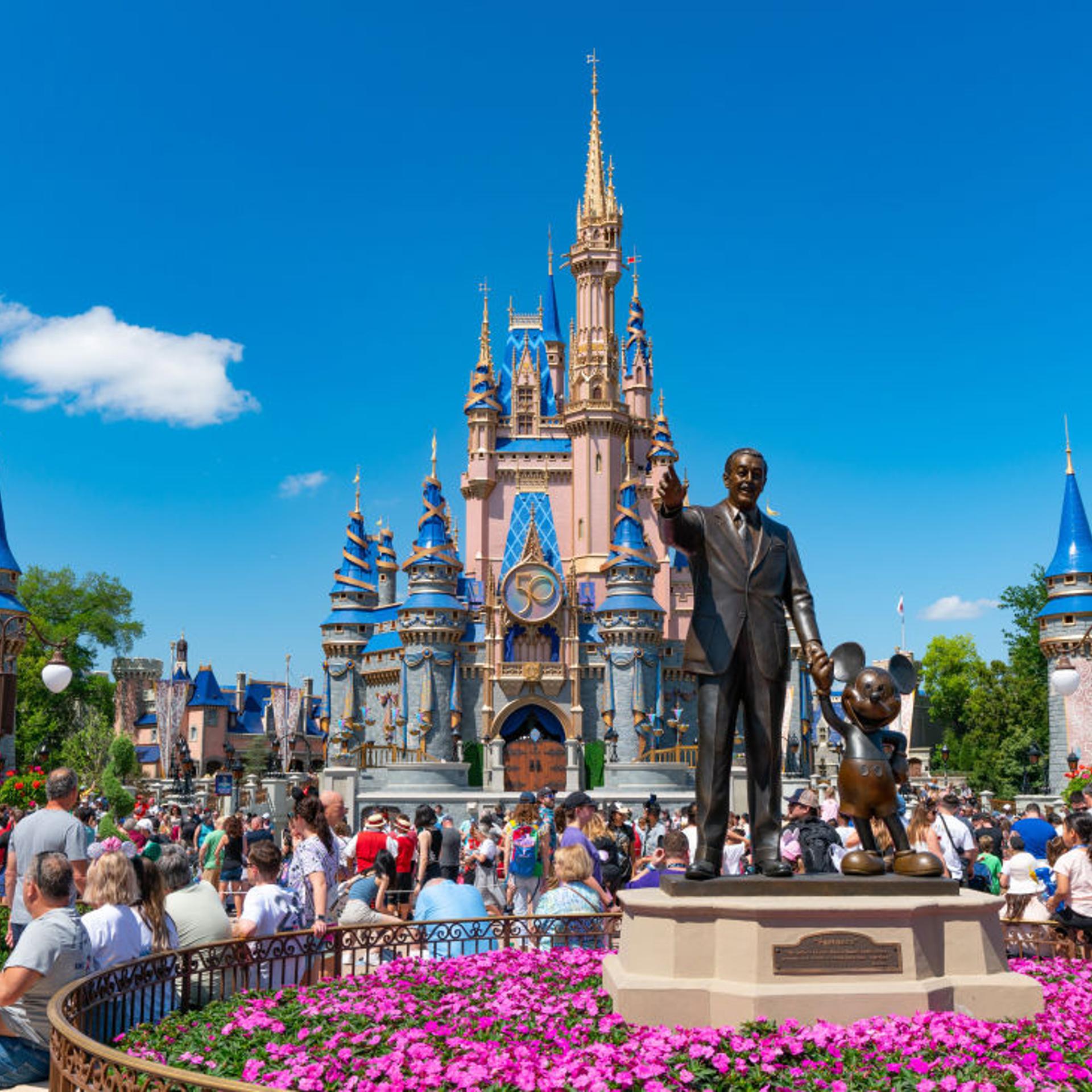 General views of the Walt Disney 'Partners' statue at Magic Kingdom, celebrating its 50th anniversary in Orlando, Fla. on April 3, 2022.