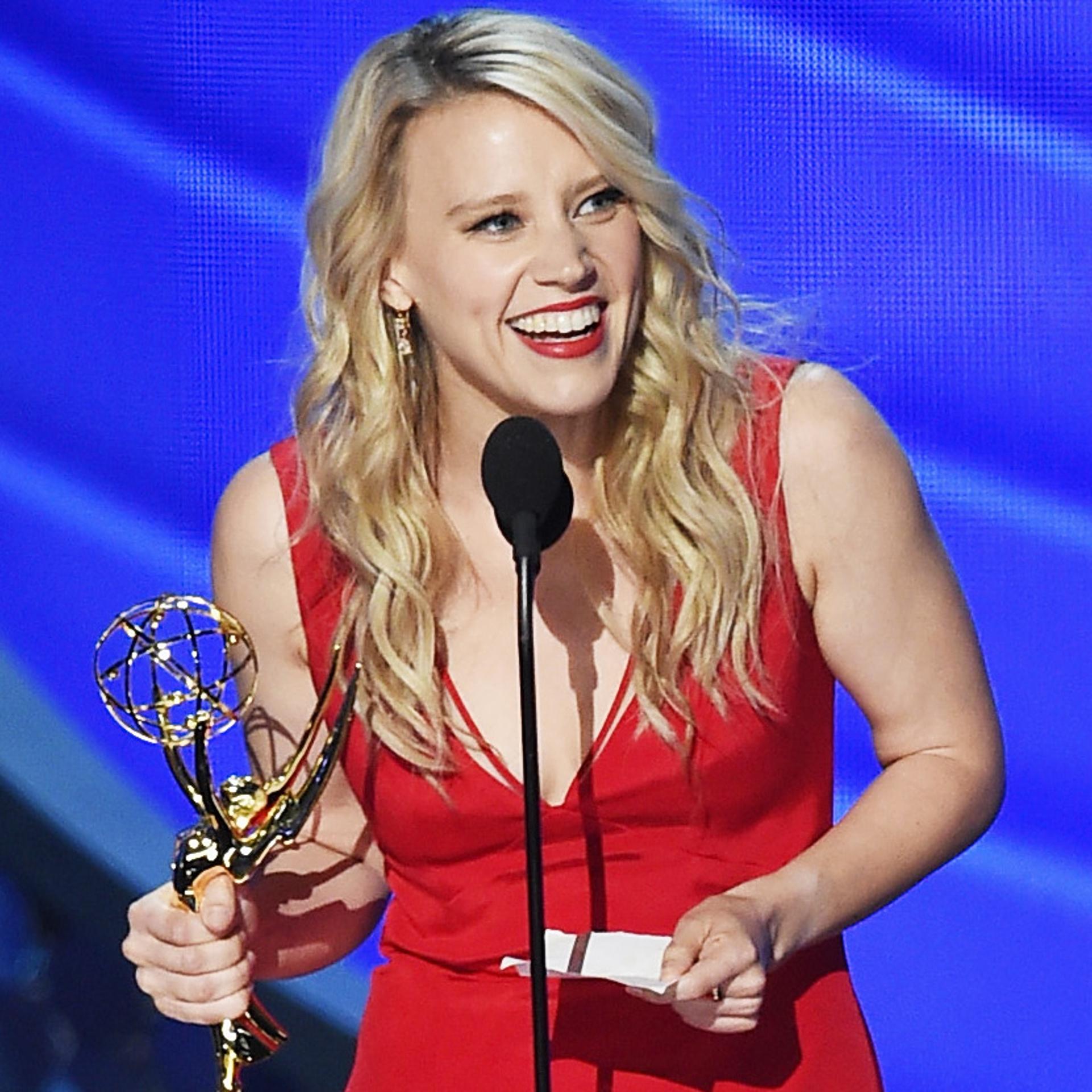 Kate McKinnon accepts Outstanding Supporting Actress in a Comedy Series for Saturday Night Live during the 68th Annual Primetime Emmy Awards on Sept. 18, 2016 in Los Angeles.