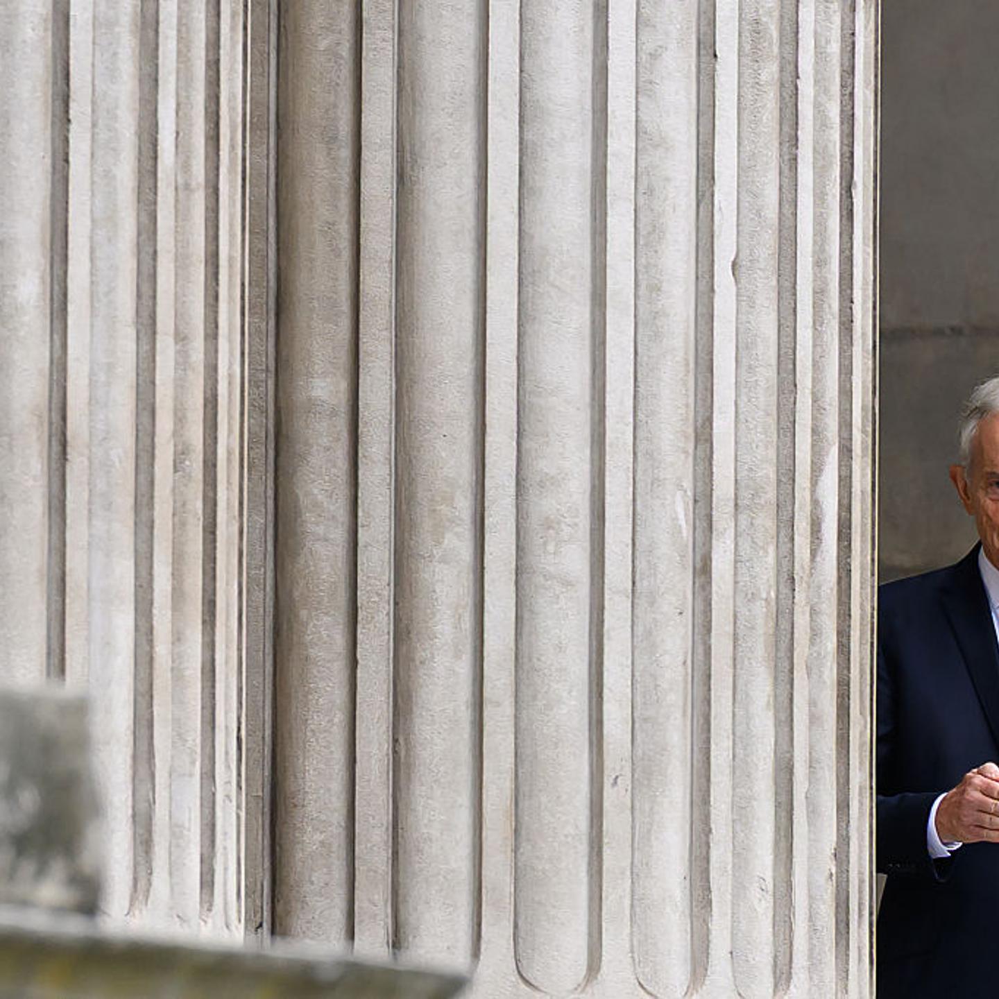 Former Prime Minister Tony Blair departs following a memorial service to mark the 20th anniversary of the 7/7 London Bombings at St Paul's Cathedral in London, England, on July 7, 2025.