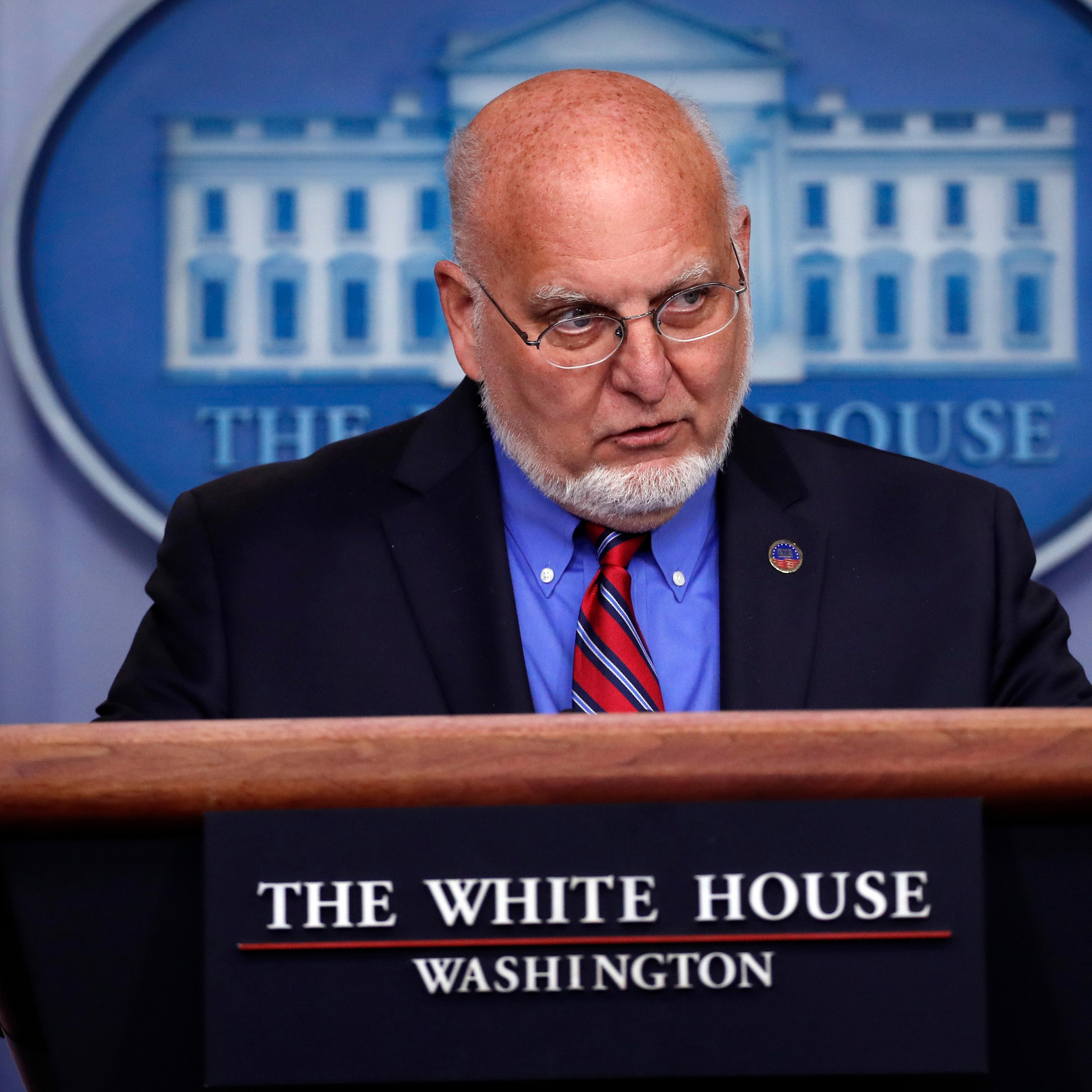 Dr. Robert Redfield, director of the Centers for Disease Control and Prevention, speaks about the coronavirus in the James Brady Press Briefing Room of the White House in Washington on April 22, 2020.