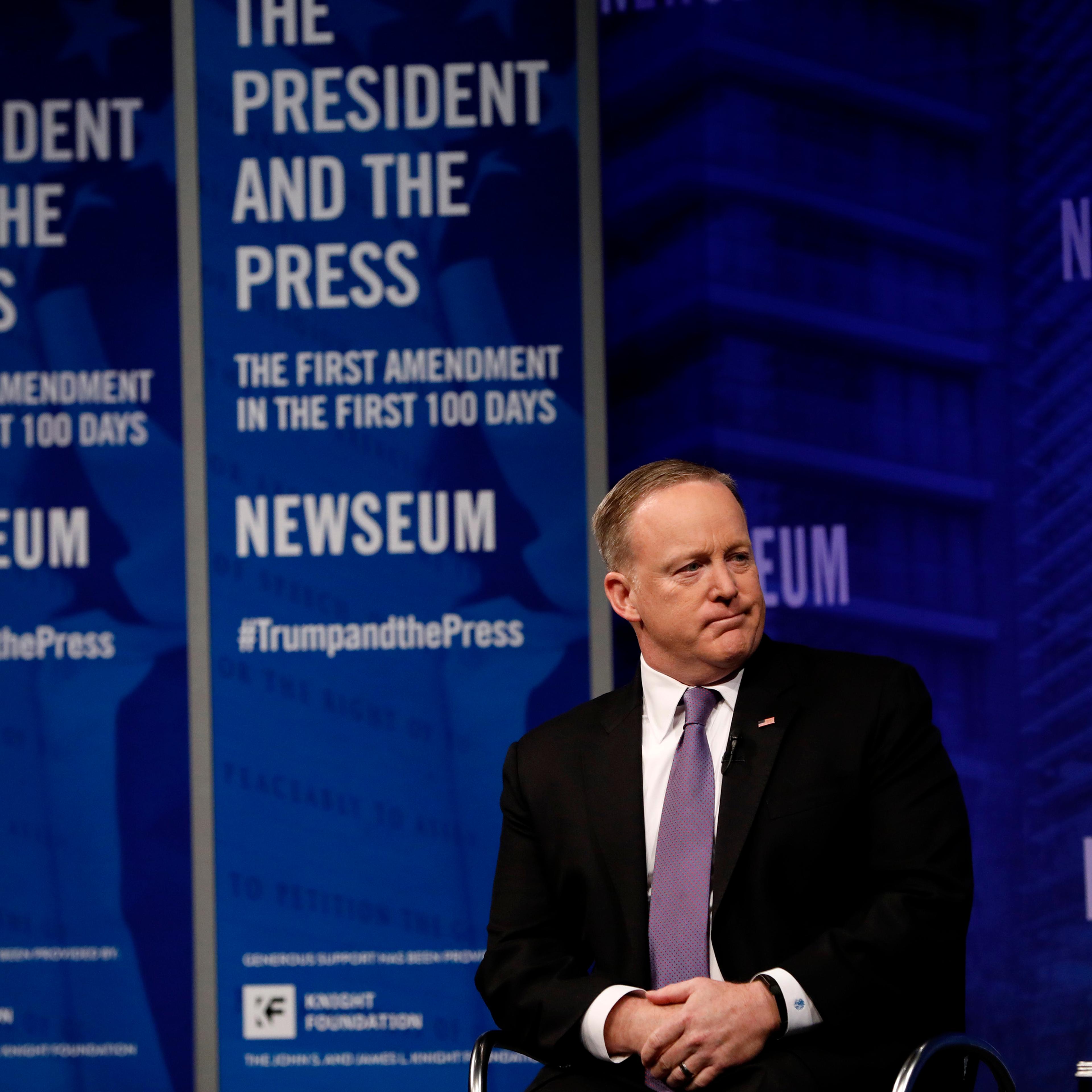 White House Press Secretary Sean Spicer, Trump Aide Kellyanne Conway, And Journalists Participate In Presidential Press Forum