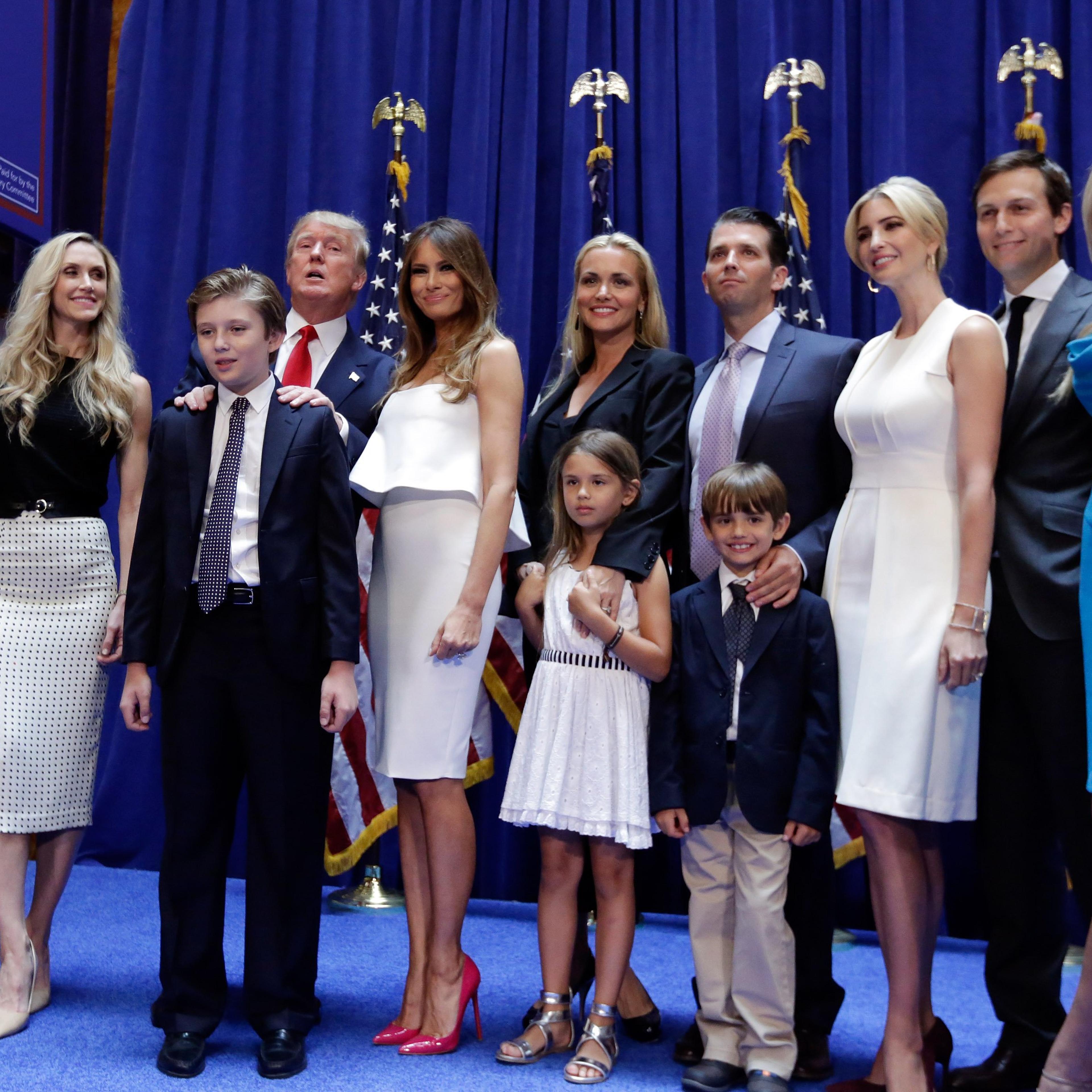 Eric Trump, Lara Yunaska, Donald Trump, Melania Trump, Vanessa Haydon, Donald Trump Jr., Ivanka Trump, Jared Kushner, Tiffany Trump, Kai Trump, Donald Trump III
