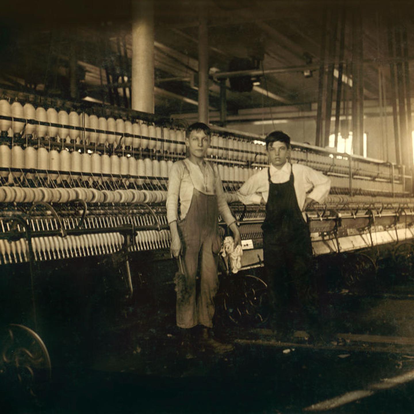 Two Young Boys Working at the Wamsutta Mill in New Bedford, Massachusetts, 1912