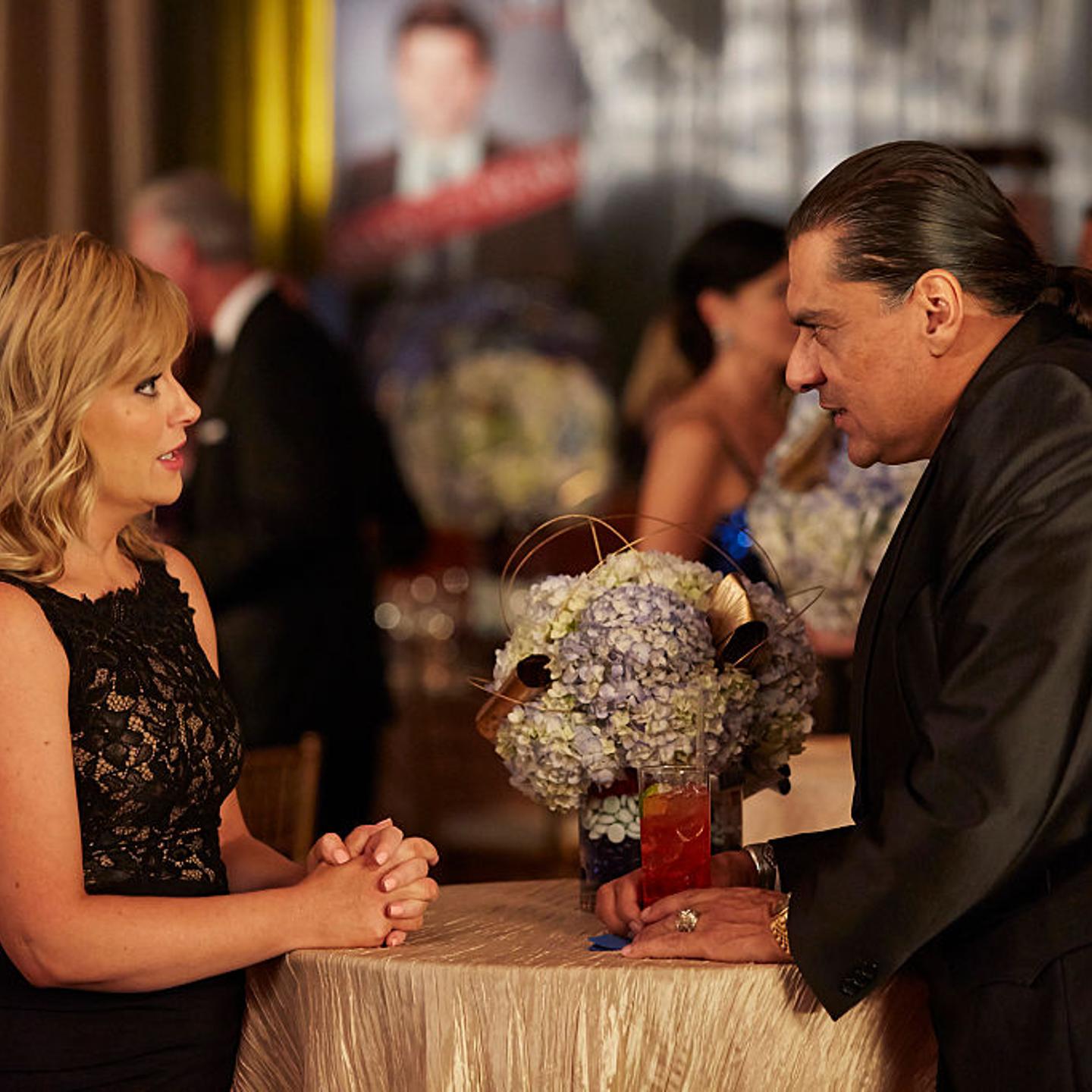 Amy Poehler as Leslie Knope and Jonathan Joss as Ken Hotate in Parks and Recreation