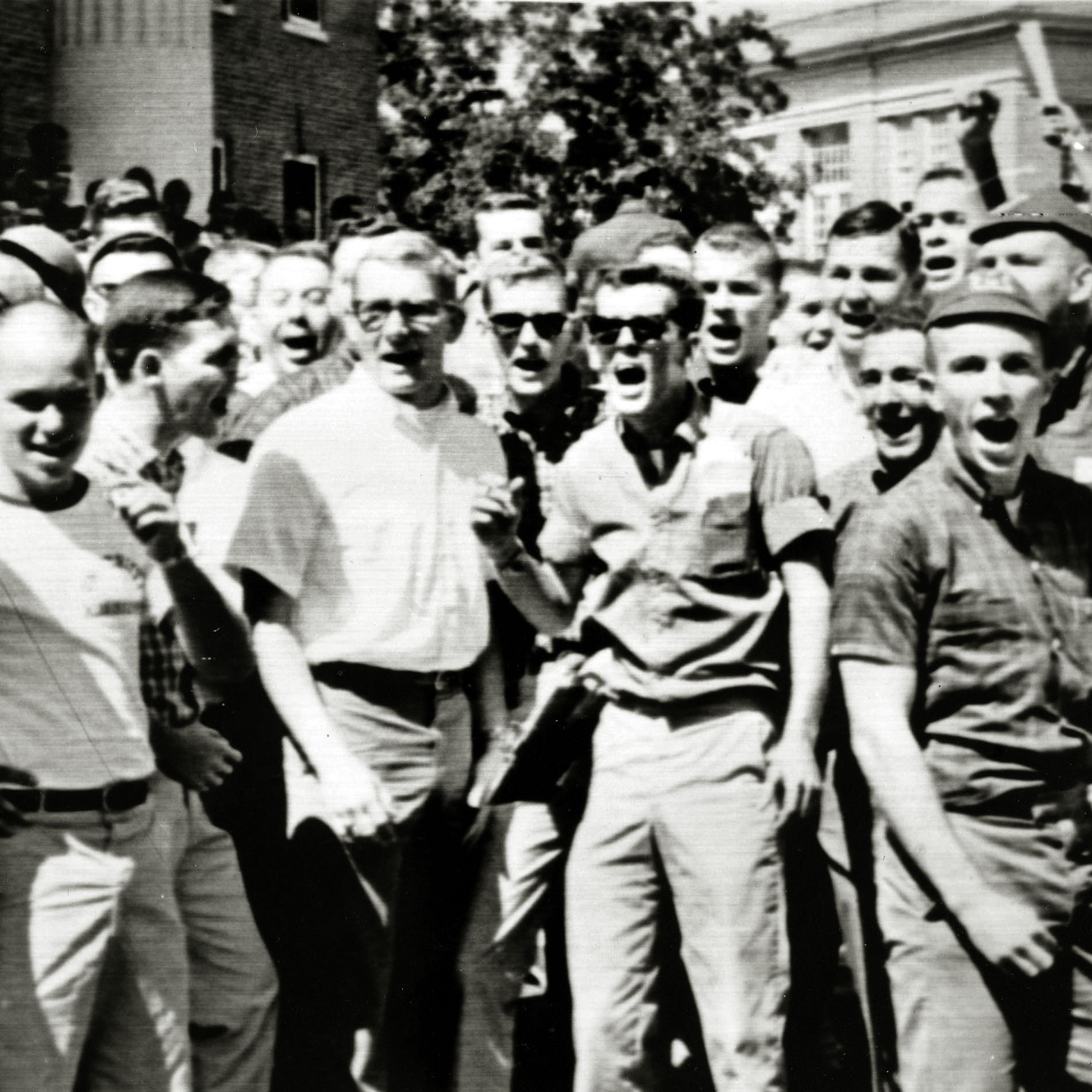 Students protest the enrollment of James Meredith, the University of Mississippi's first black student. September, 1962.