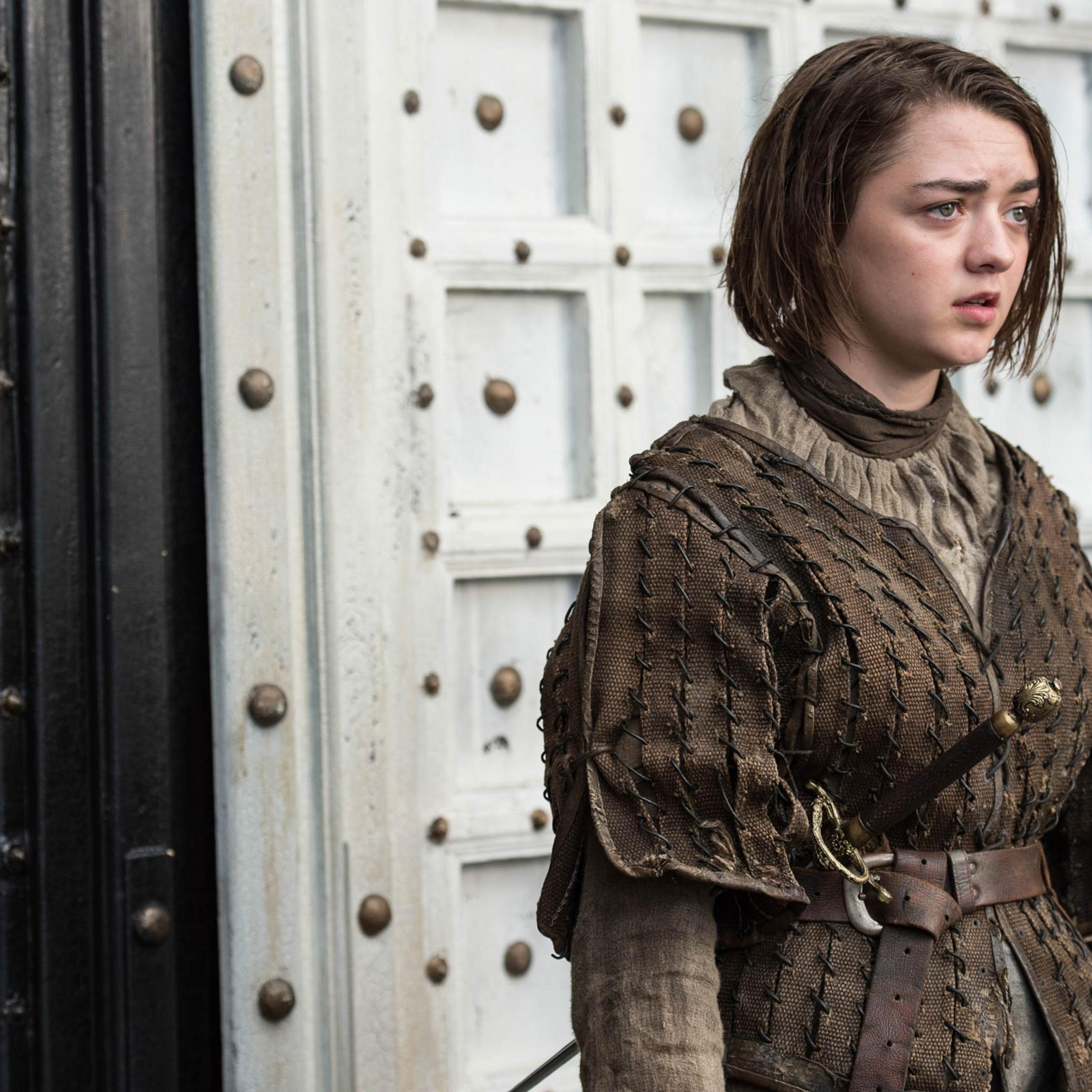 Maisie Williams as Arya Stark.