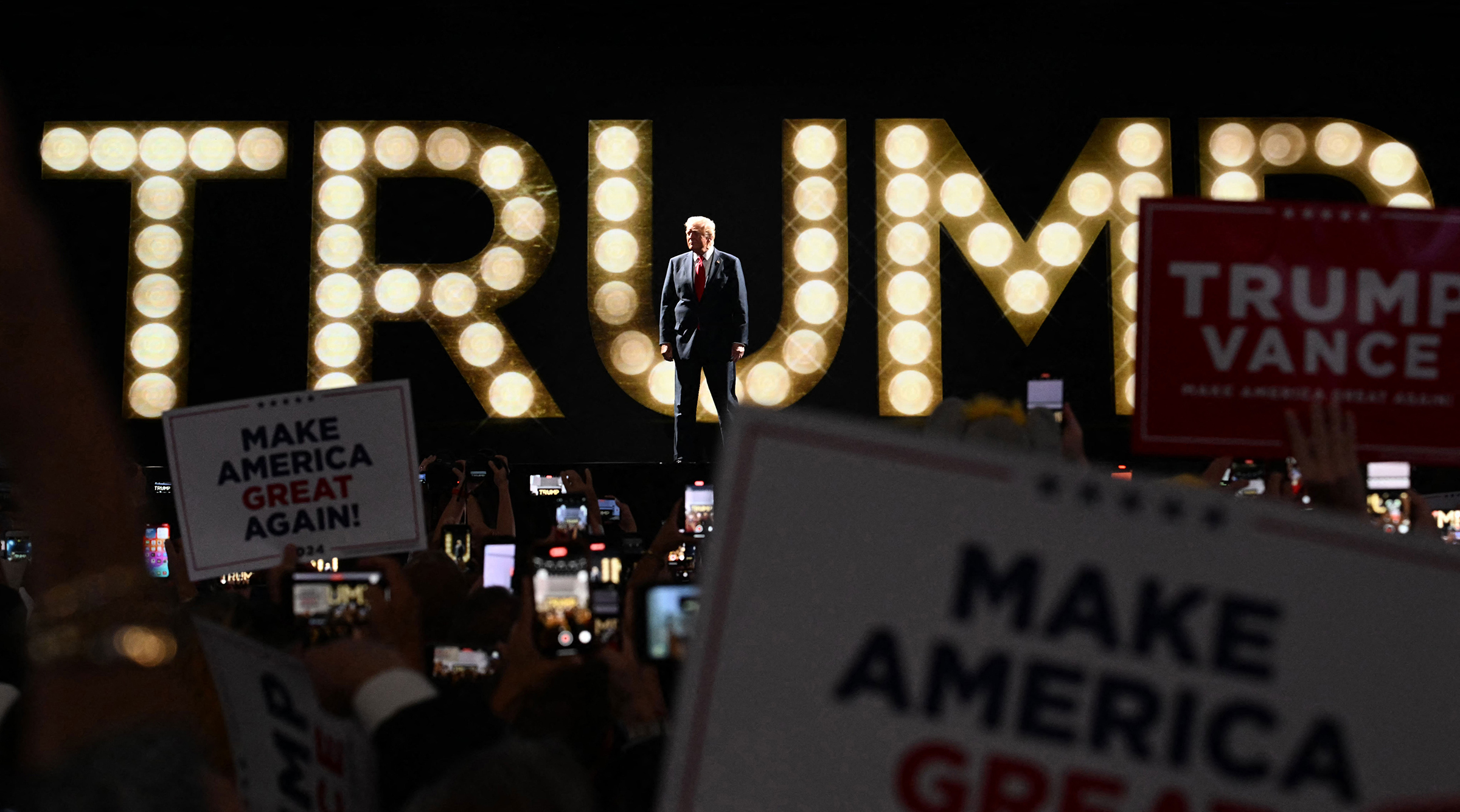 Trump takes the stage at the GOP Convention in Milwaukee on July 18