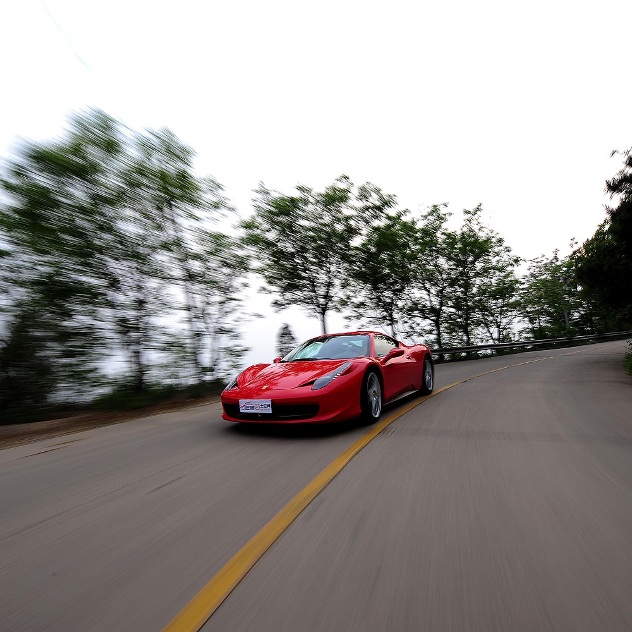 A Ferrari 458 Italia sports car is road tested in Beijing.