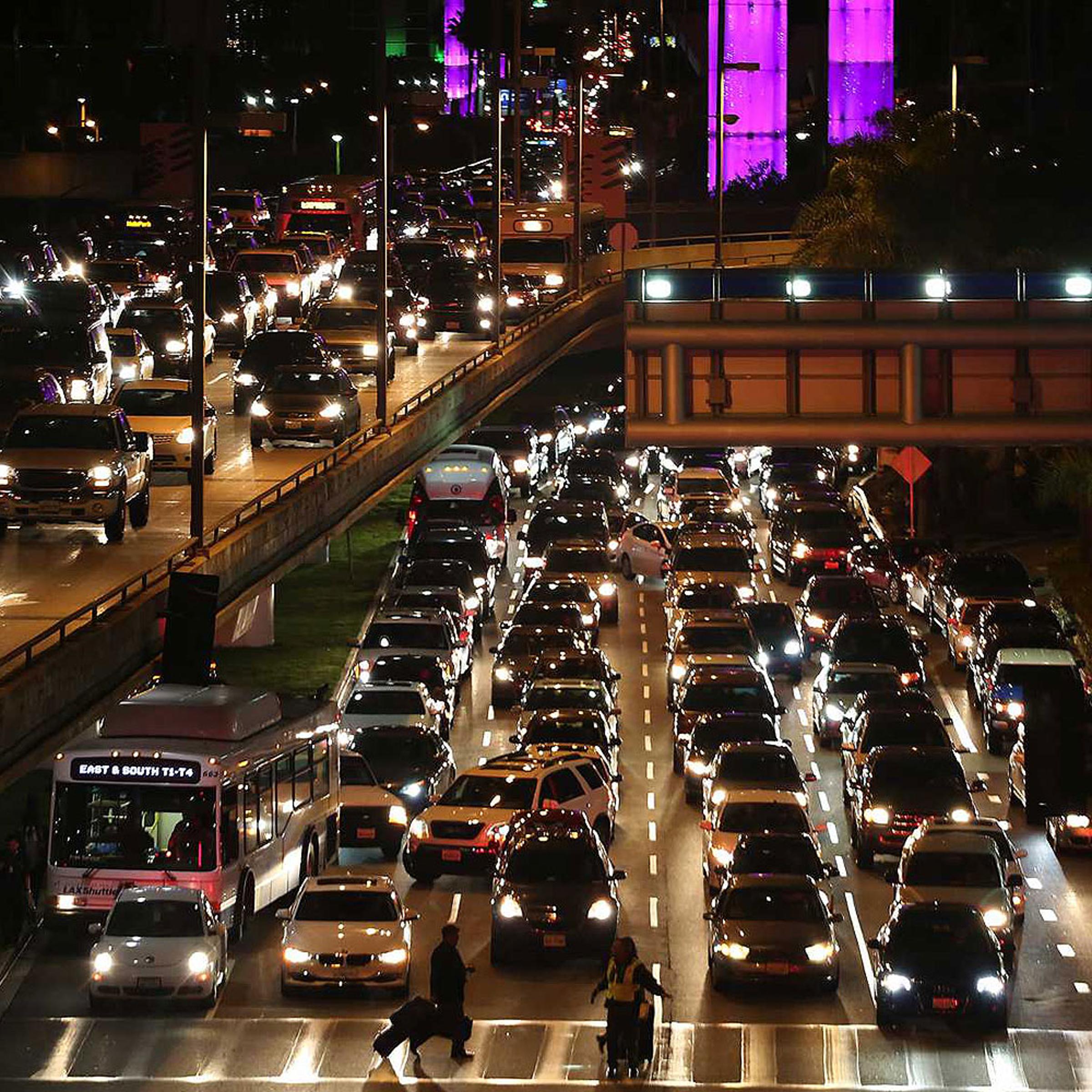 Traffic is backed up at Los Angeles International Airport Nov. 22, 2013