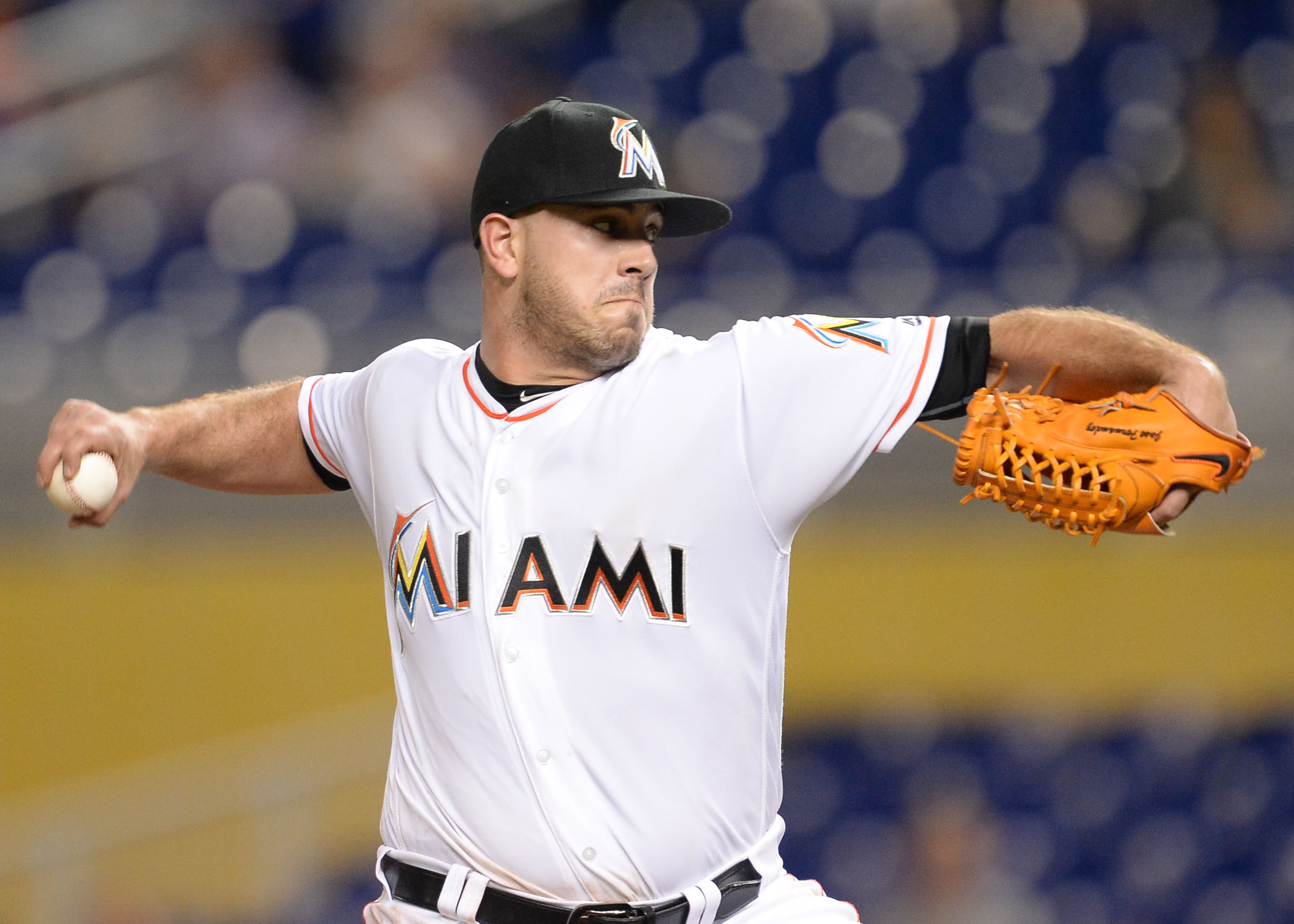 September 20 , 2016 Miami Marlins starting pitcher Jose Fernandez (16) in action during a game between the Miami Marlins and the Washington Nationals at Marlins Park in Miami, FL (Photo by JCS/Icon Sportswire) (Icon Sportswire via AP Images)