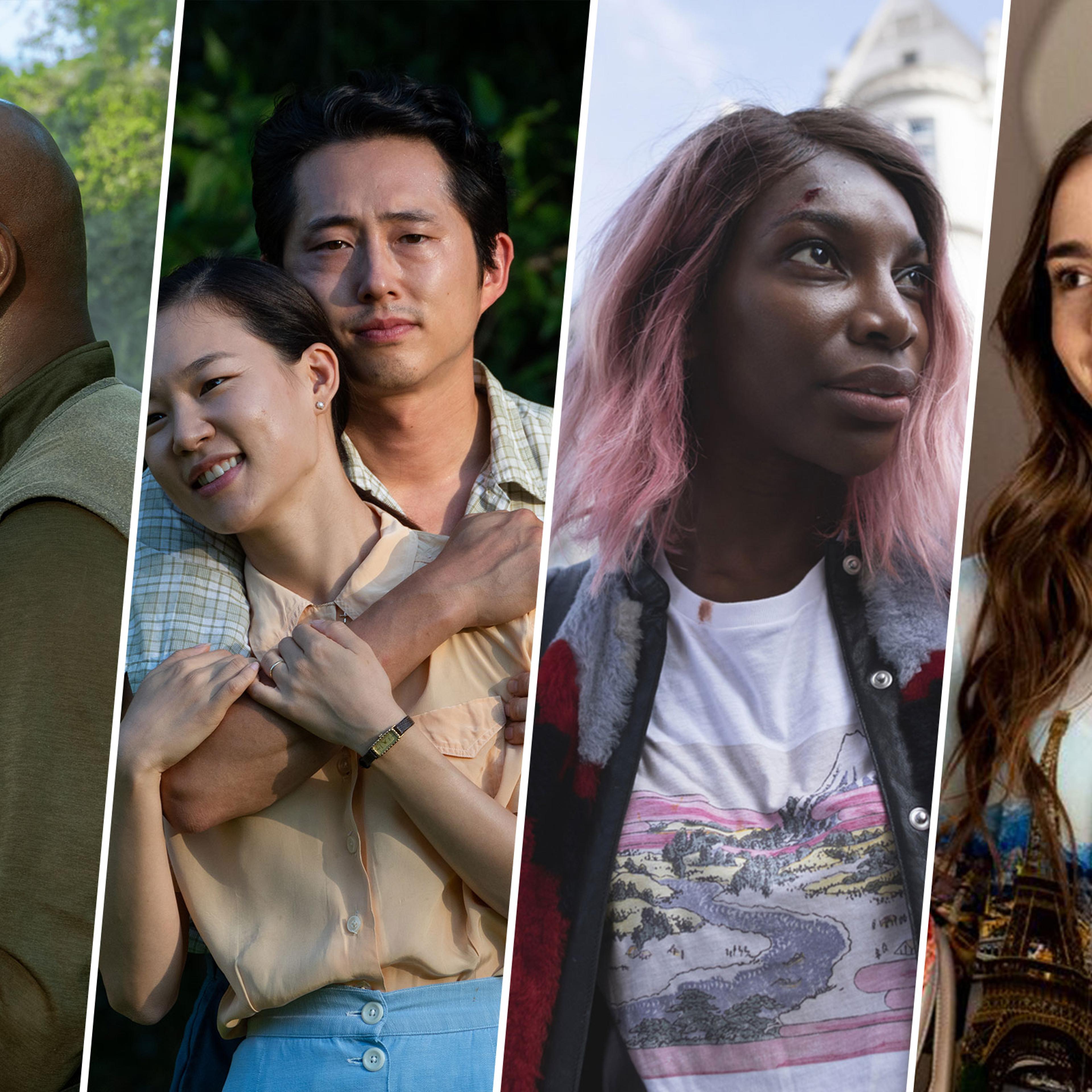 Delroy Lindo in Da 5 Bloods; Yeri Han and Steven Yeun in Minari; Michaela Coel in I May Destroy You; Lily Collins in Emily in Paris