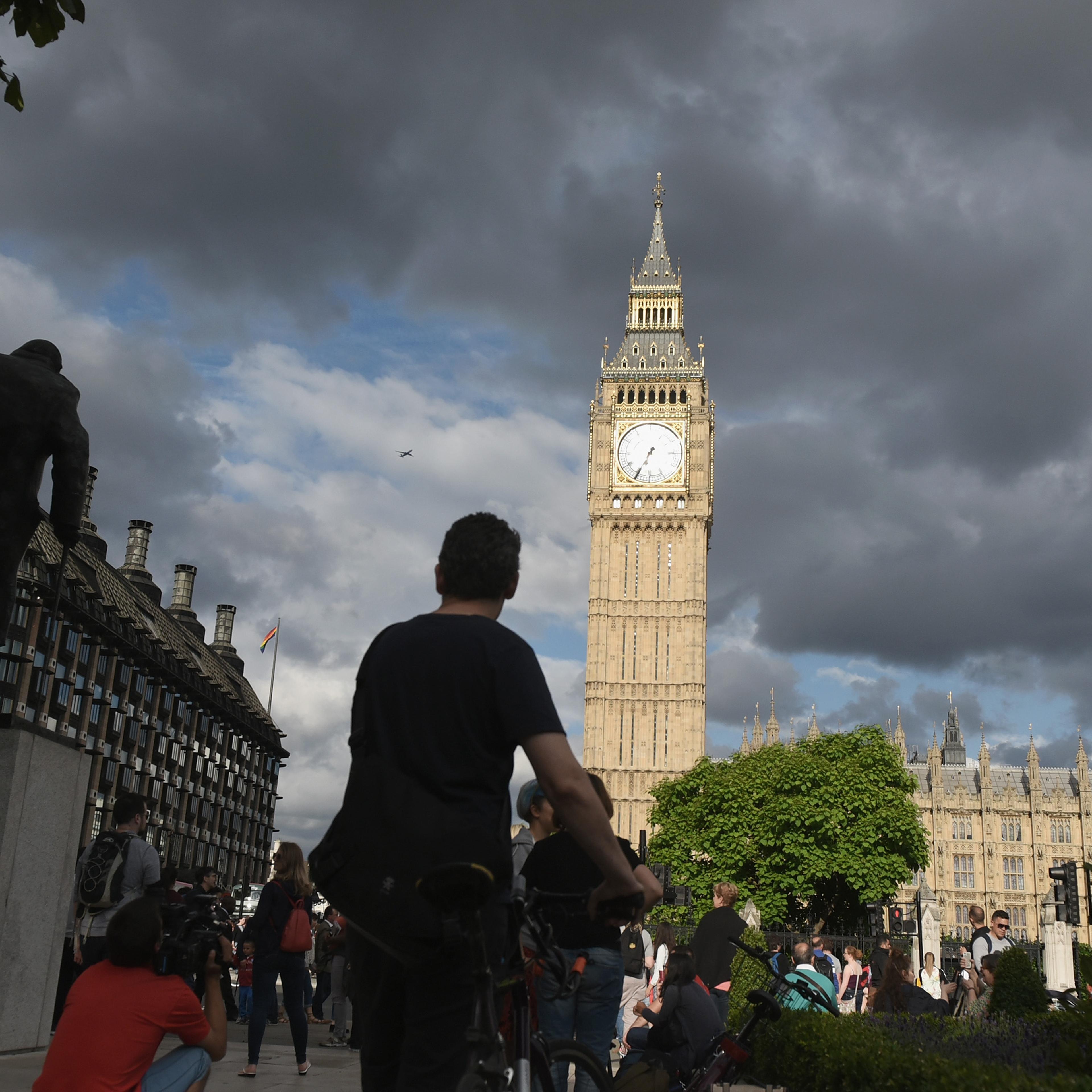 Blood, toil, tears and sweat: A young Briton and a stooped Churchill wait out the Brexit vote.