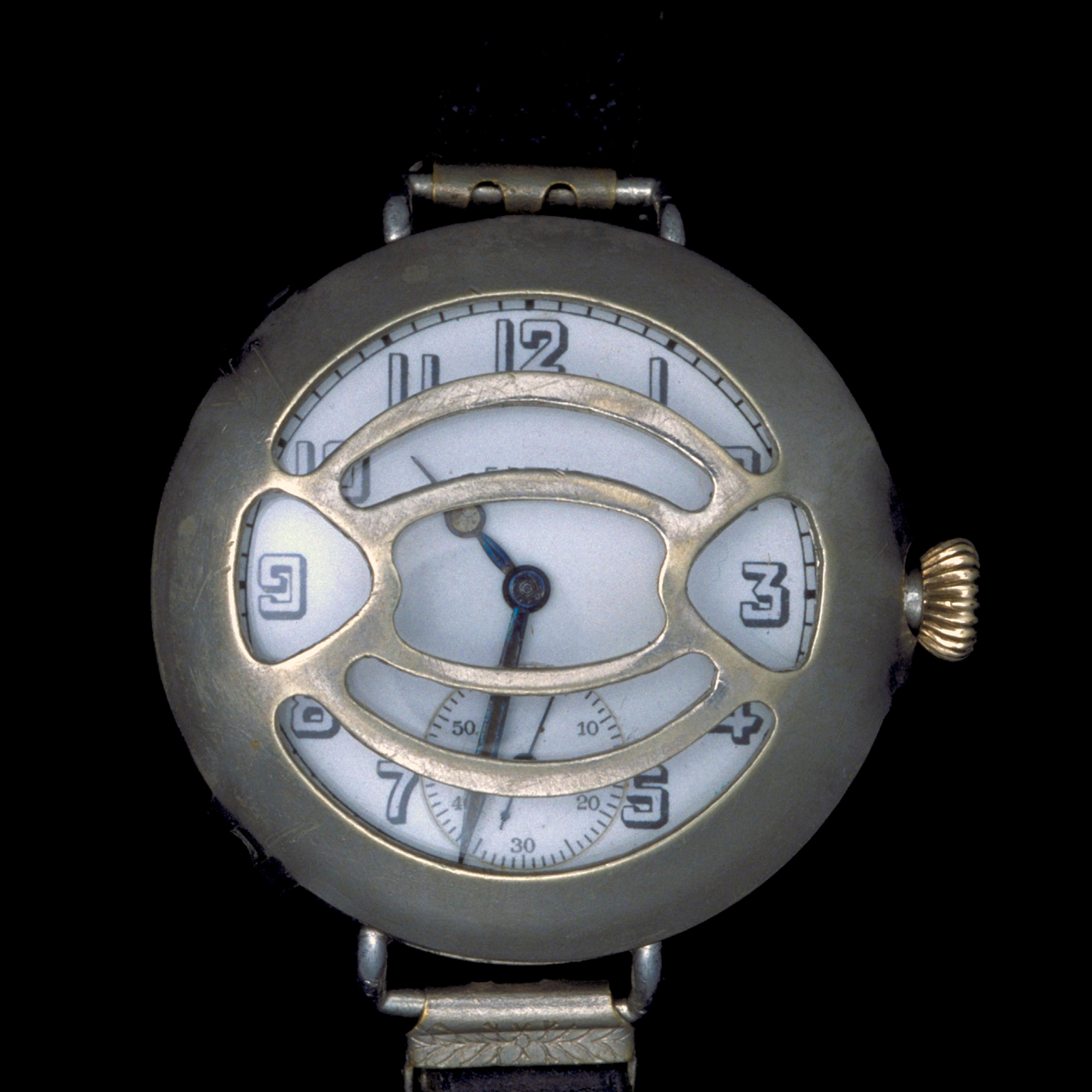 A wristwatch made by the Elgin National Watch Company of Elgin, Illinois, in 1917.