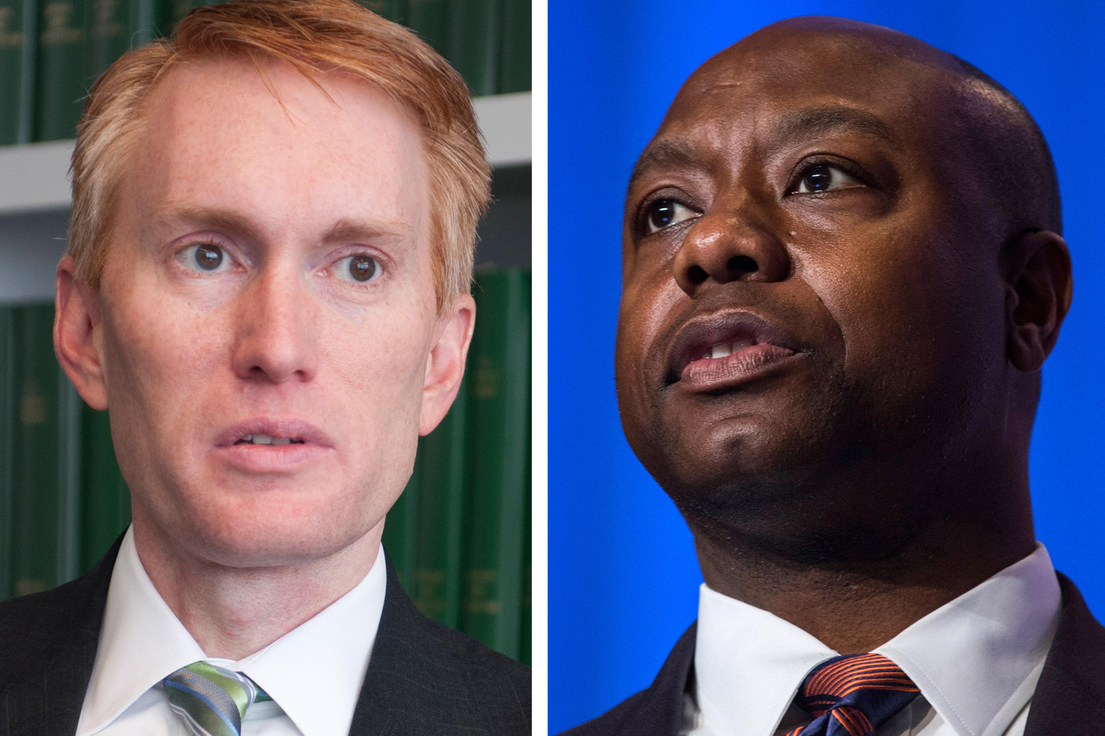 Senators James Lankford, left, and Tim Scott.