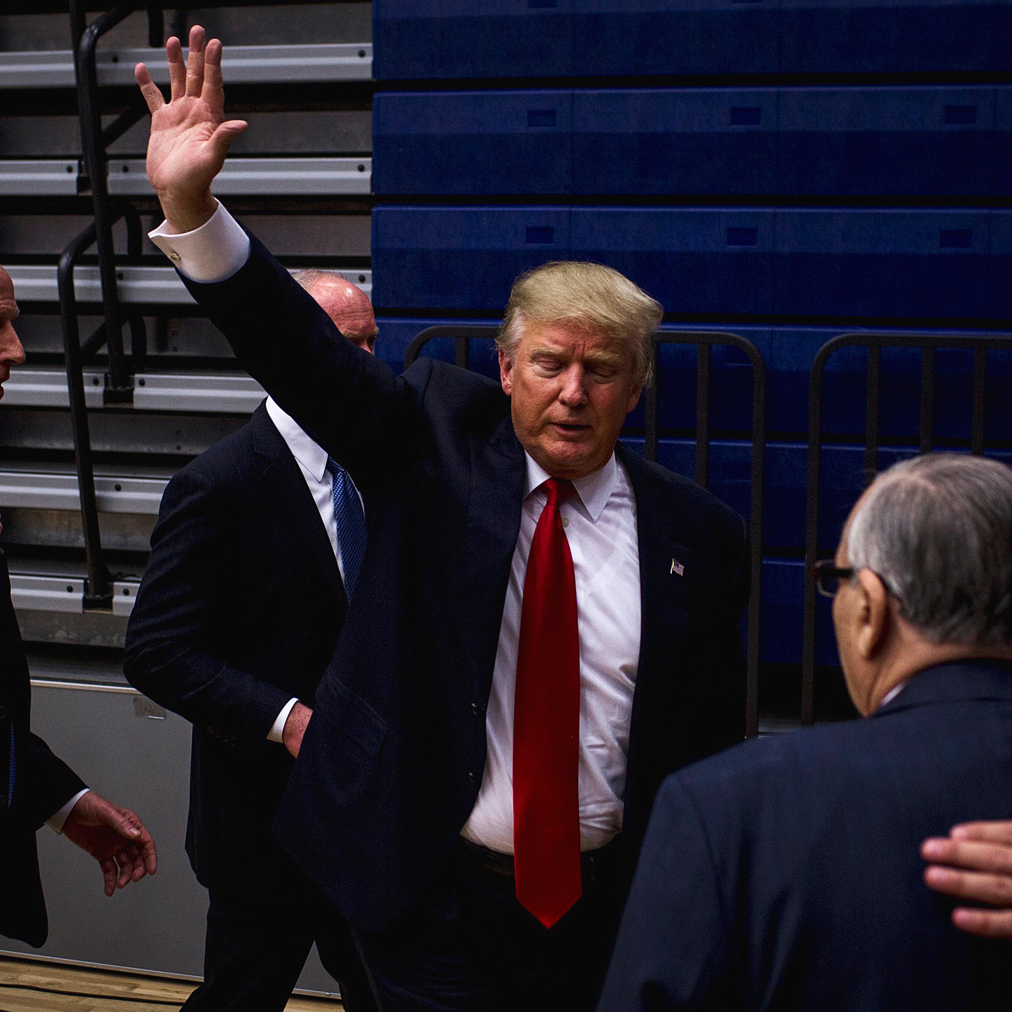 Donald Trump at his rally in Des Moines, Iowa on Jan. 26, 2016.