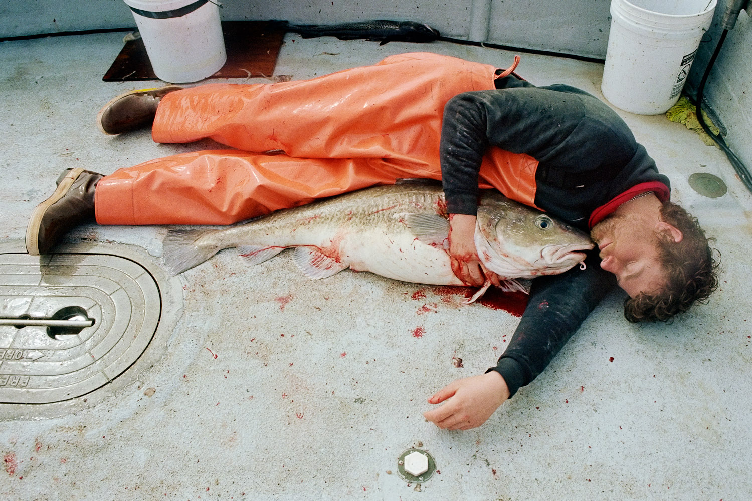 <b>Loneliness, 2002</b><br>
This is a self-portrait taken during Arnold's first trip out in the Bering Sea in 2002, on a cod jigging boat called the <i>Two Bears</i>.