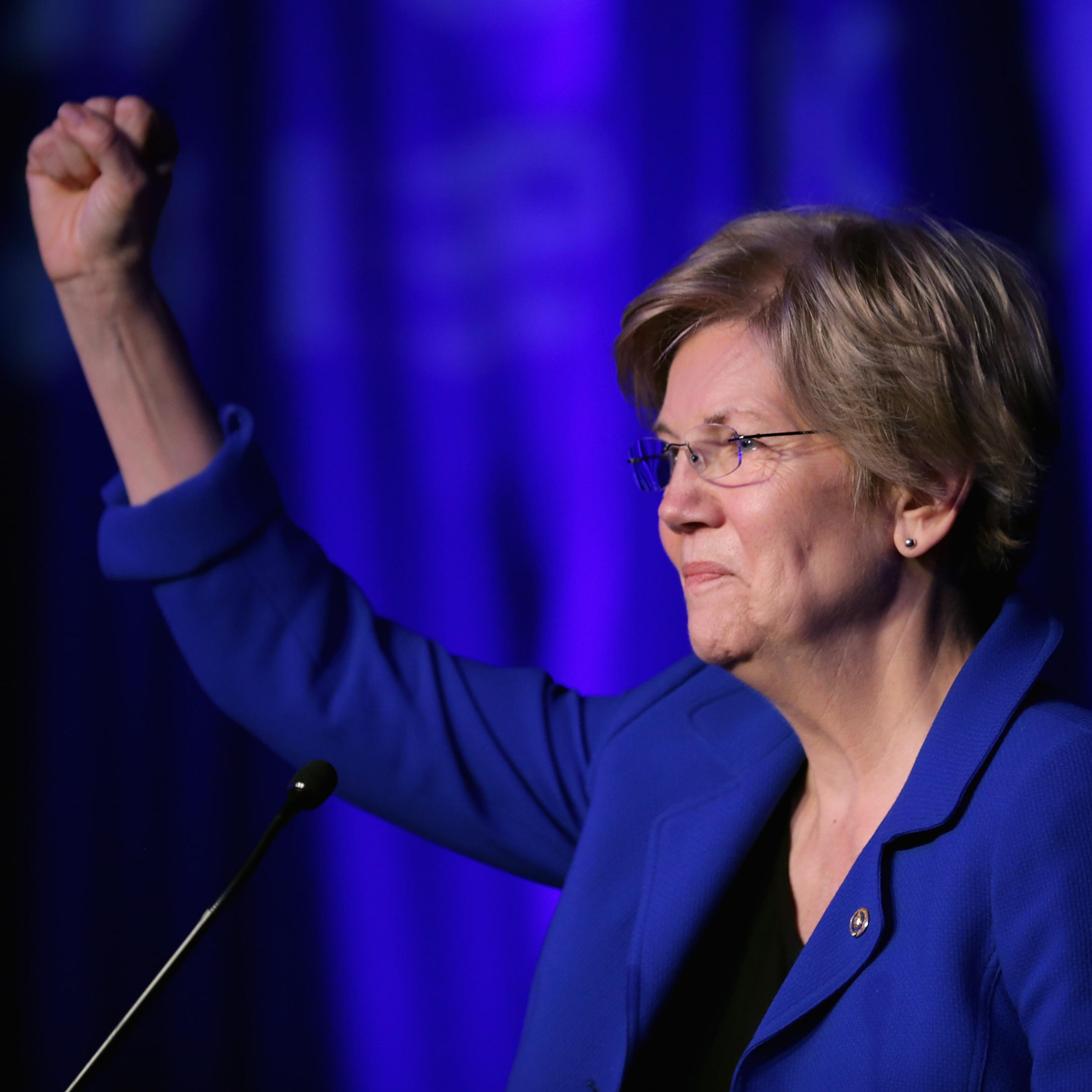 Sen. Elizabeth Warren (D-MA) delivers remarks during the Good Jobs Green Jobs National Conference on April 13, 2015 in Washington, DC.