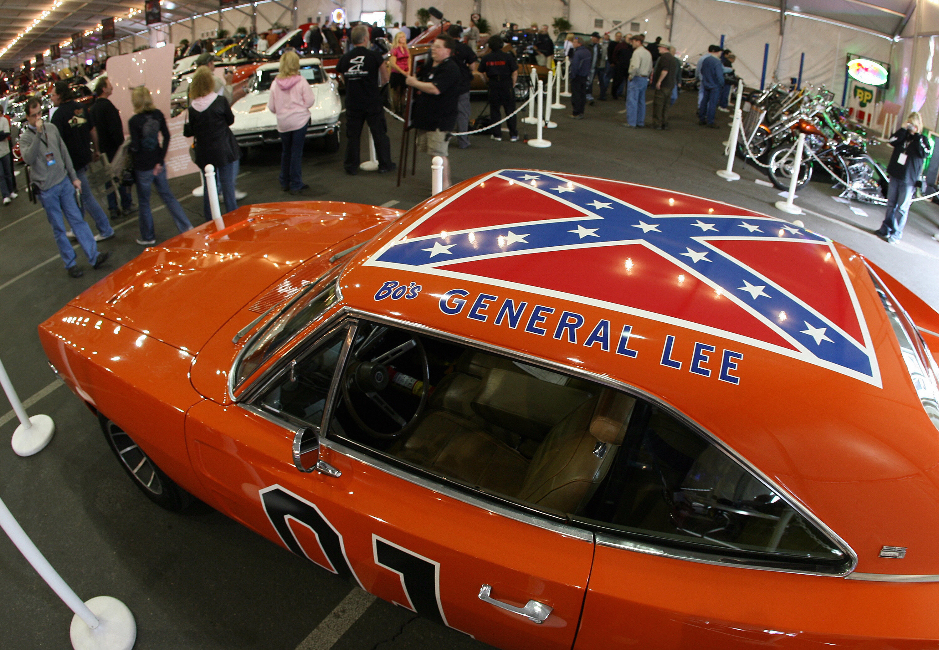 A 1969 Dodge Charger, dubbed 'The General Lee' from the TV series 'The Dukes of Hazzard', is displayed during the 37th Annual Barrett-Jackson Collector Cars auction in Scottsdale, Arizona, 16 January 2008. The Barrett-Jackson auction company specializes in classic and collectors cars, and their auction in Scottsdale is the world's largest collector car event. 
