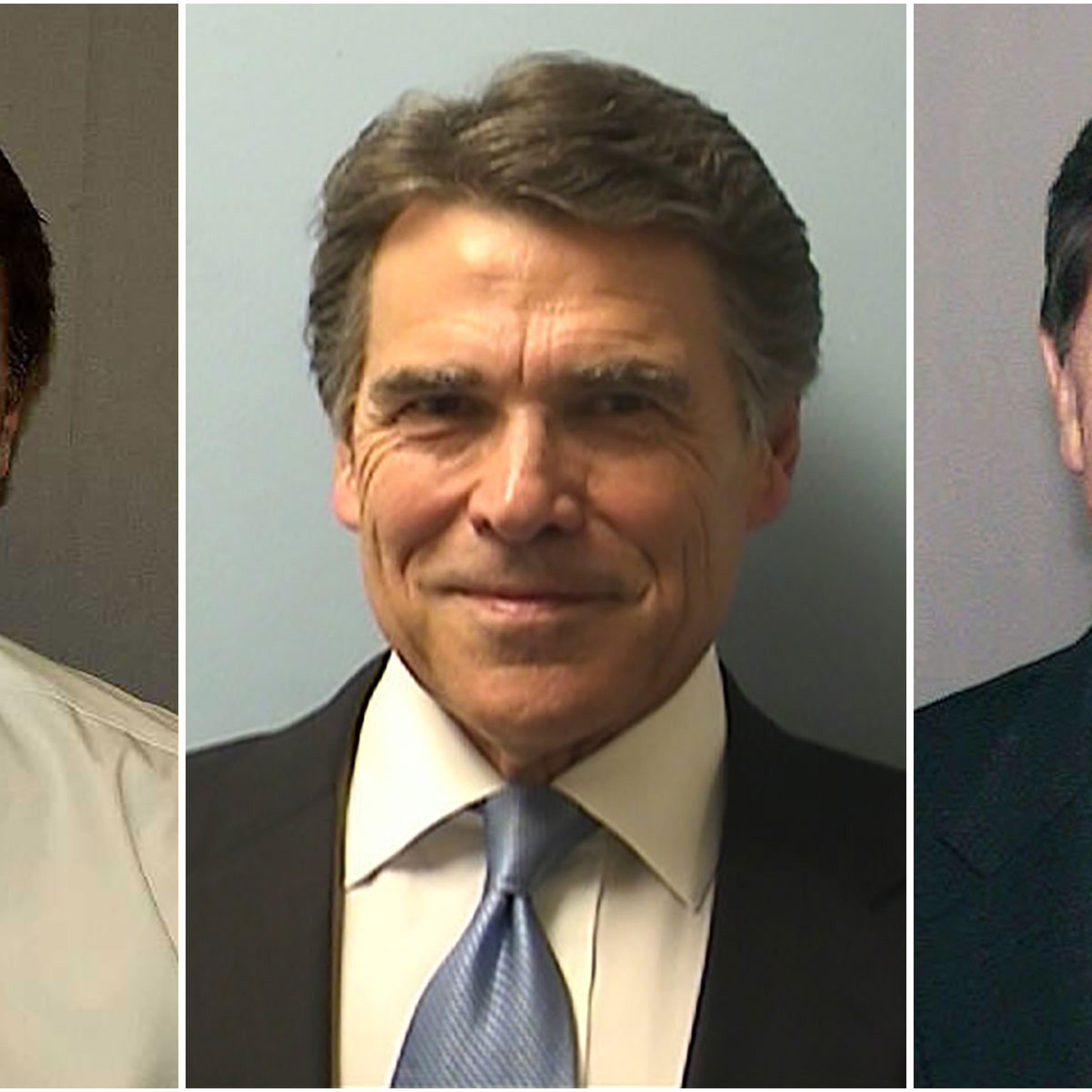 Mug shots of John Edwards, Rick Perry, and Tom DeLay