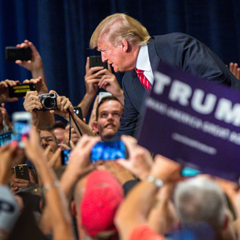 Republican Presidential candidate Donald Trump addresses supporters during a political rally at the Phoenix Convention Center on July 11, 2015 in Phoenix, Arizona.