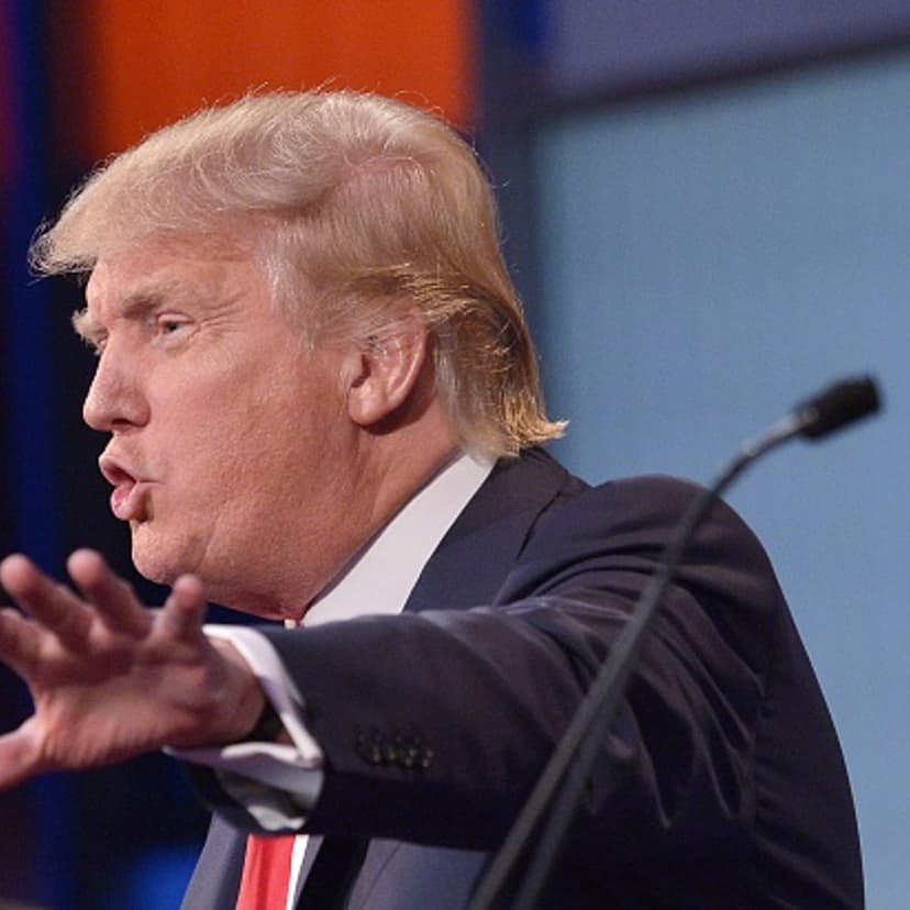 Real estate tycoon Donald Trump speaks during the prime time Republican presidential debate on August 6, 2015 at the Quicken Loans Arena in Cleveland, Ohio.