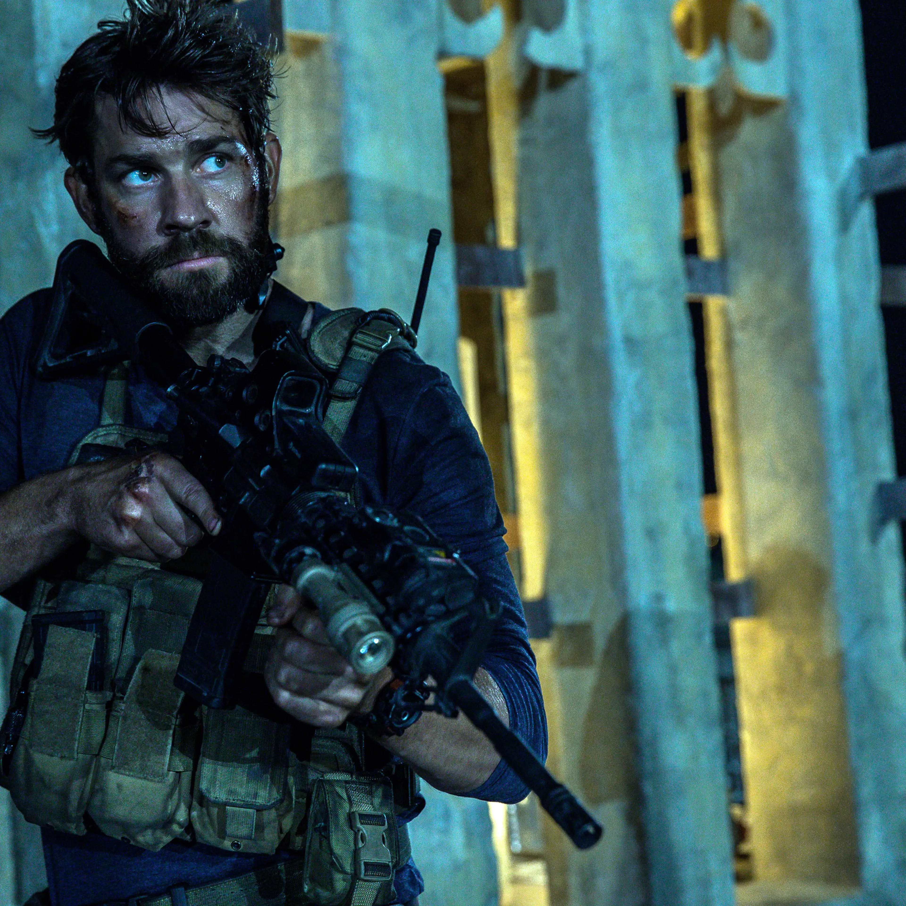 John Krasinski as Jack Silva in 13 Hours: The Secret Soldiers of Benghazi.