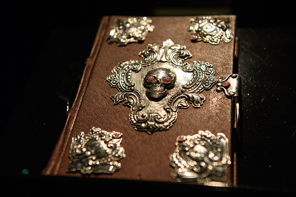 The third of only seven copies of J K Rowling's handwritten and personally illustrated 'The Tales of Beedle the Bard' is displayed at Sotheby's auction house on December 9, 2016 in London, England.